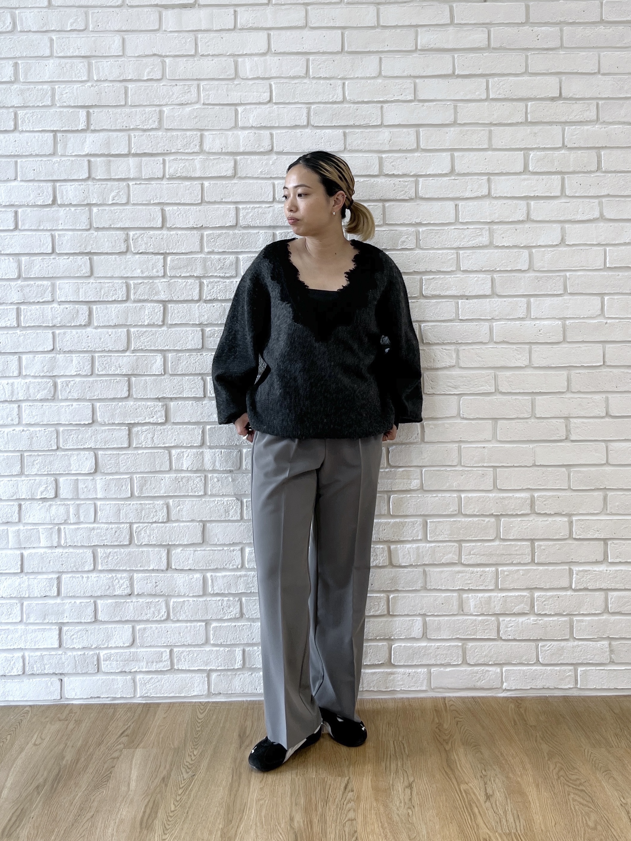 Harukaさんの「INDIVI｜Comfy Set Up｜イージーストレートワイドパンツ【セットアップ対応／通勤／カセット服】」を使ったコーディネート