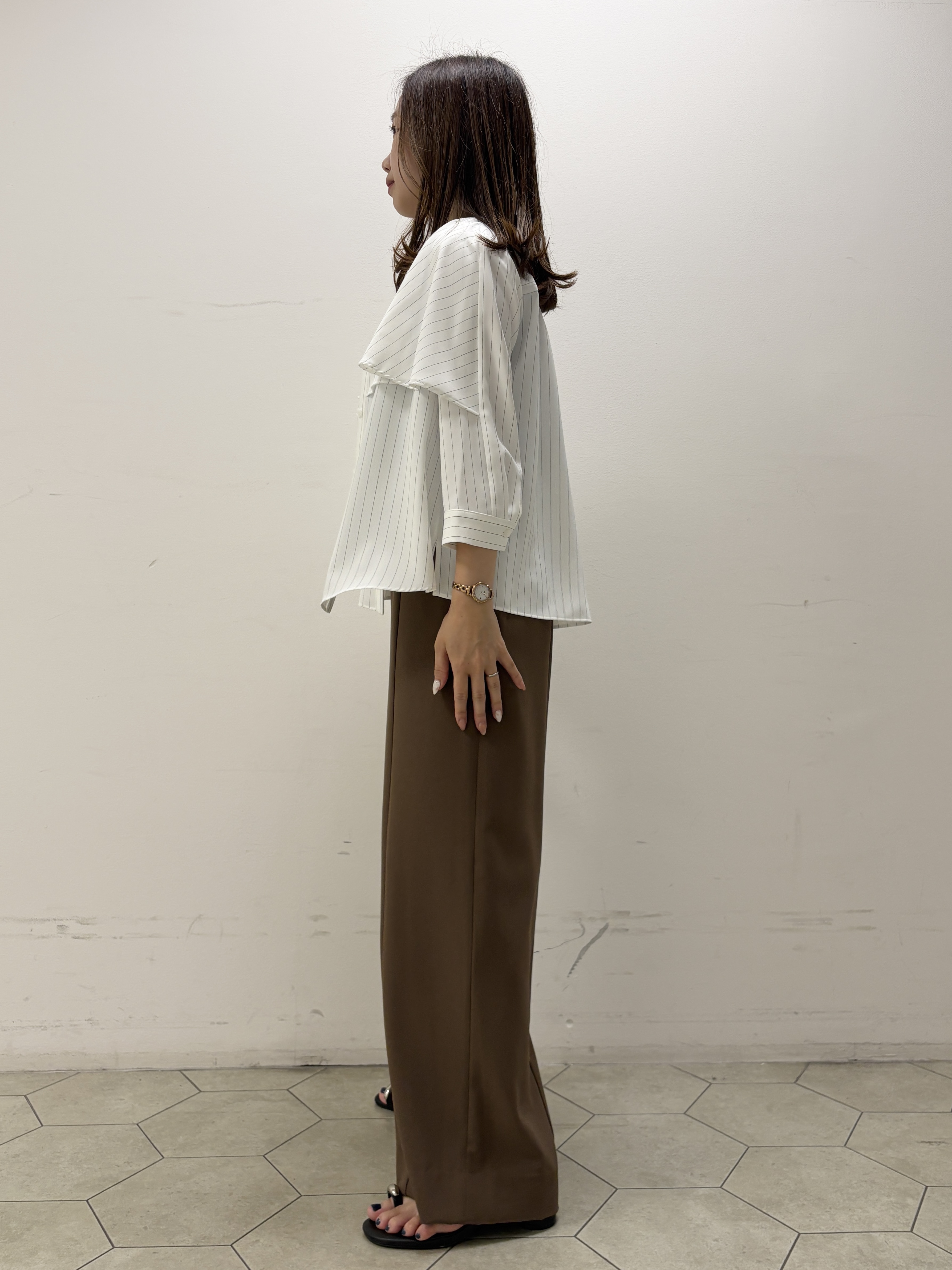 kahoさんの「INDIVI｜【接触冷感/UVケア/夏羽織り/着る日傘】ケープ風ブラウス」を使ったコーディネート