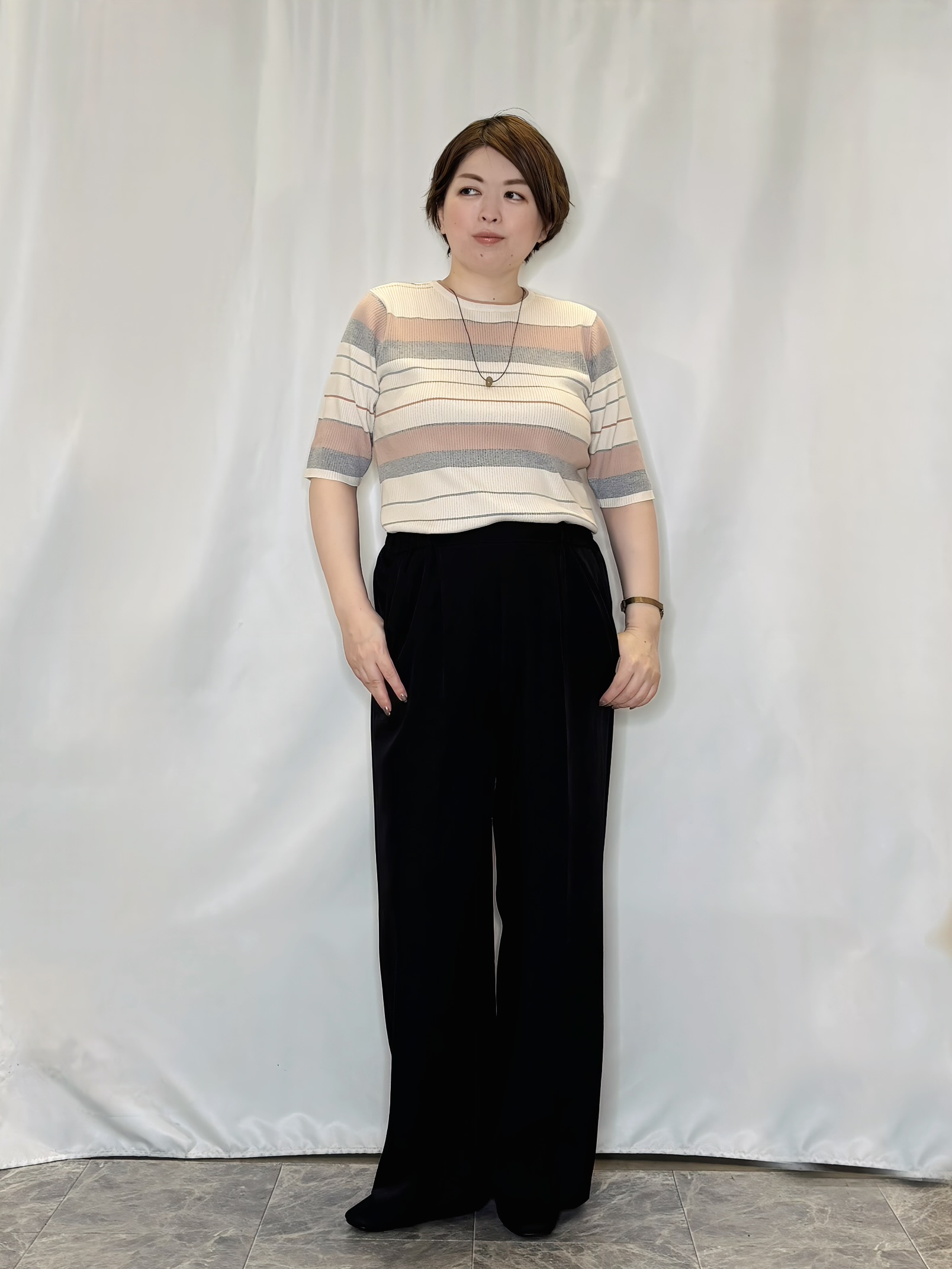 たみさんの「SHOO･LA･RUE｜【S-LL/洗濯機可】Gジャン風 軽く羽織れるシアージャケット」を使ったコーディネート