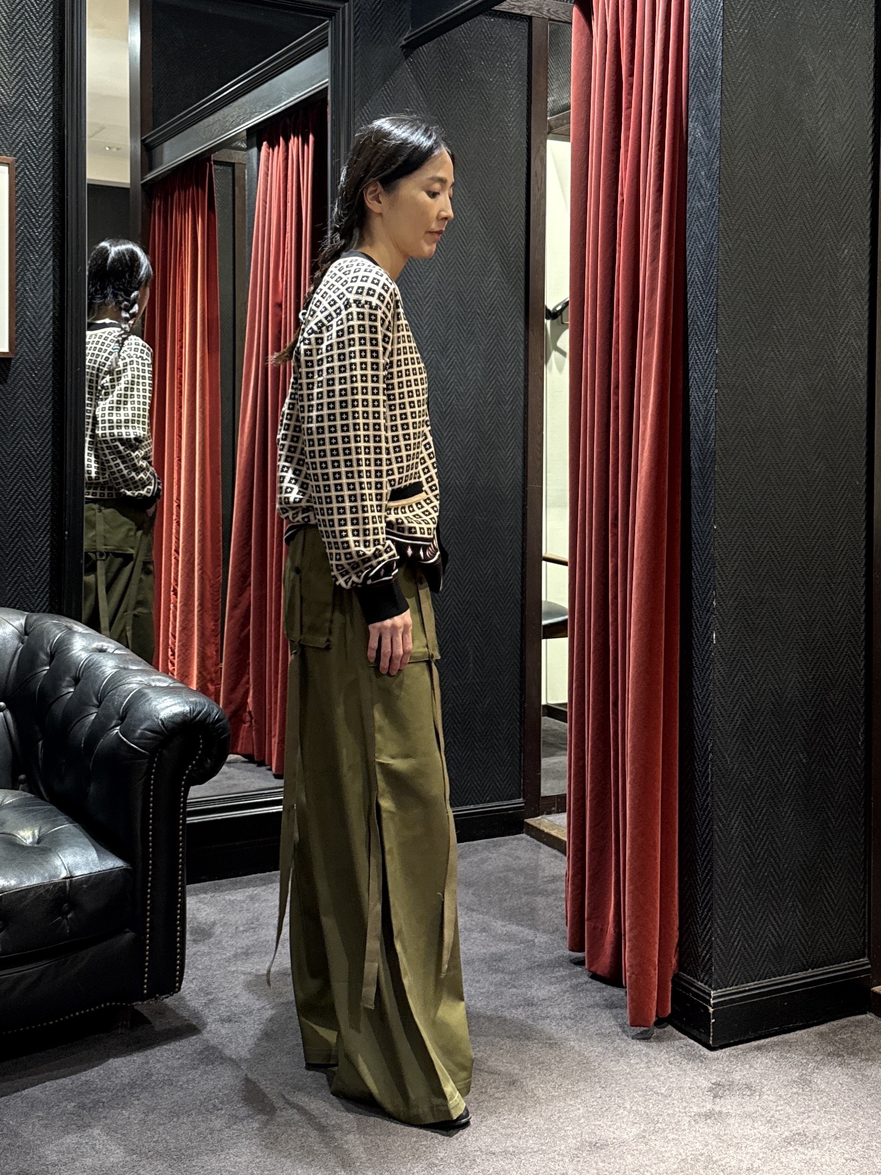 神野（jinno）さんの「TAKEO KIKUCHI｜【BOWLER HAT LABEL】ジオメトリック柄カーディガン」を使ったコーディネート
