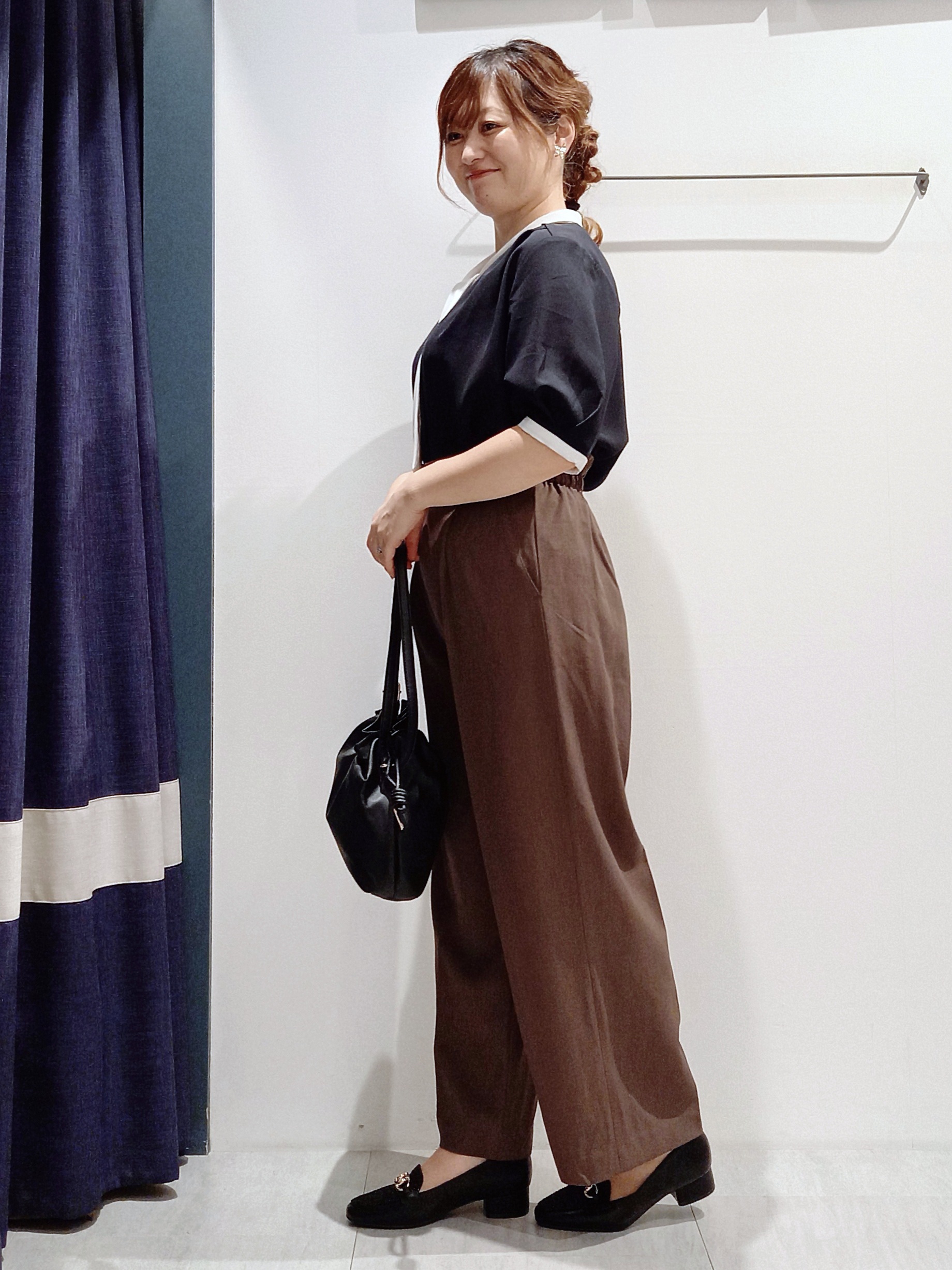 miiさんの「grove｜【洗濯機OK/シワになりにくい】1枚で華やぐ配色ボウタイブラウス」を使ったコーディネート