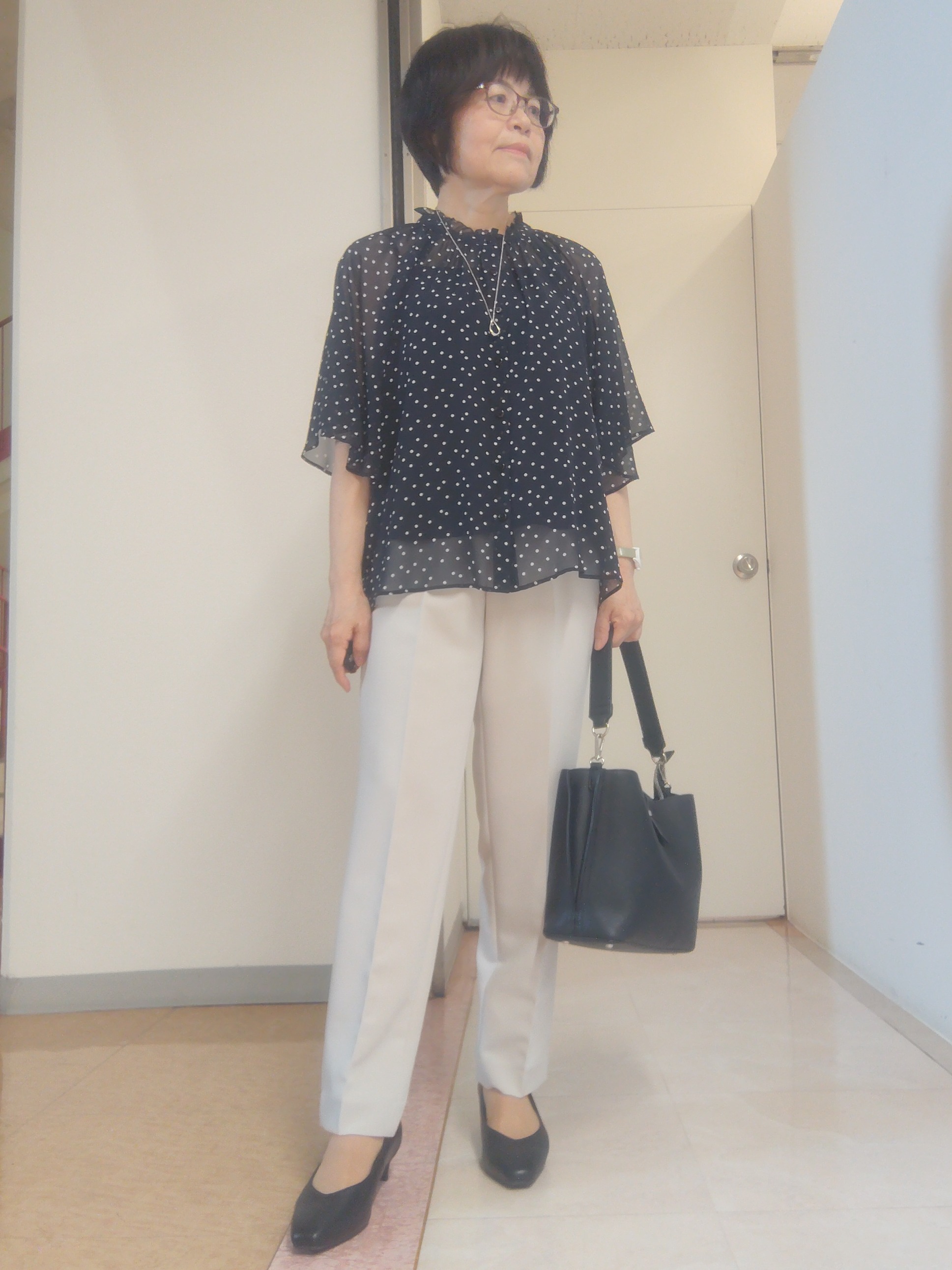 tokuさんの「Reflect｜【セットアップ／手洗い可】ドット柄シアーブラウス」を使ったコーディネート