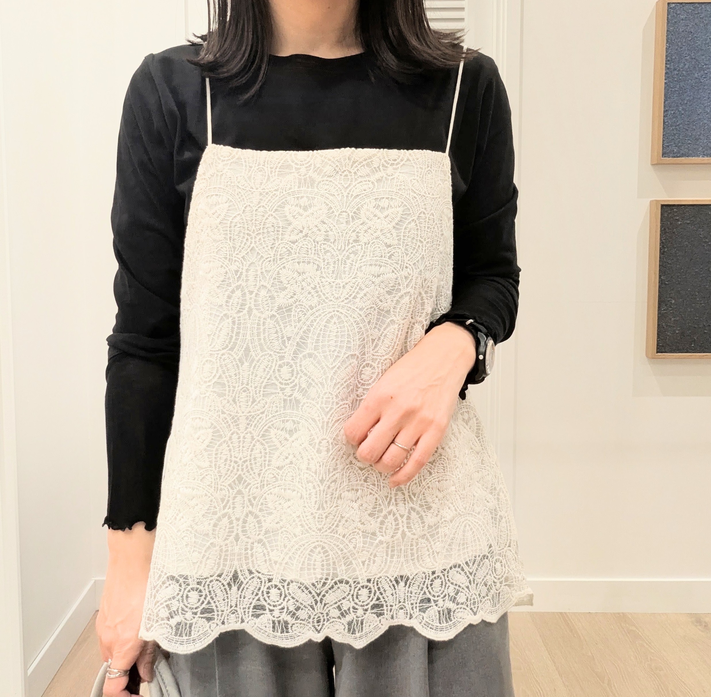 enさんの「Dessin｜シアー切り替えクルーネックカットソー」を使ったコーディネート