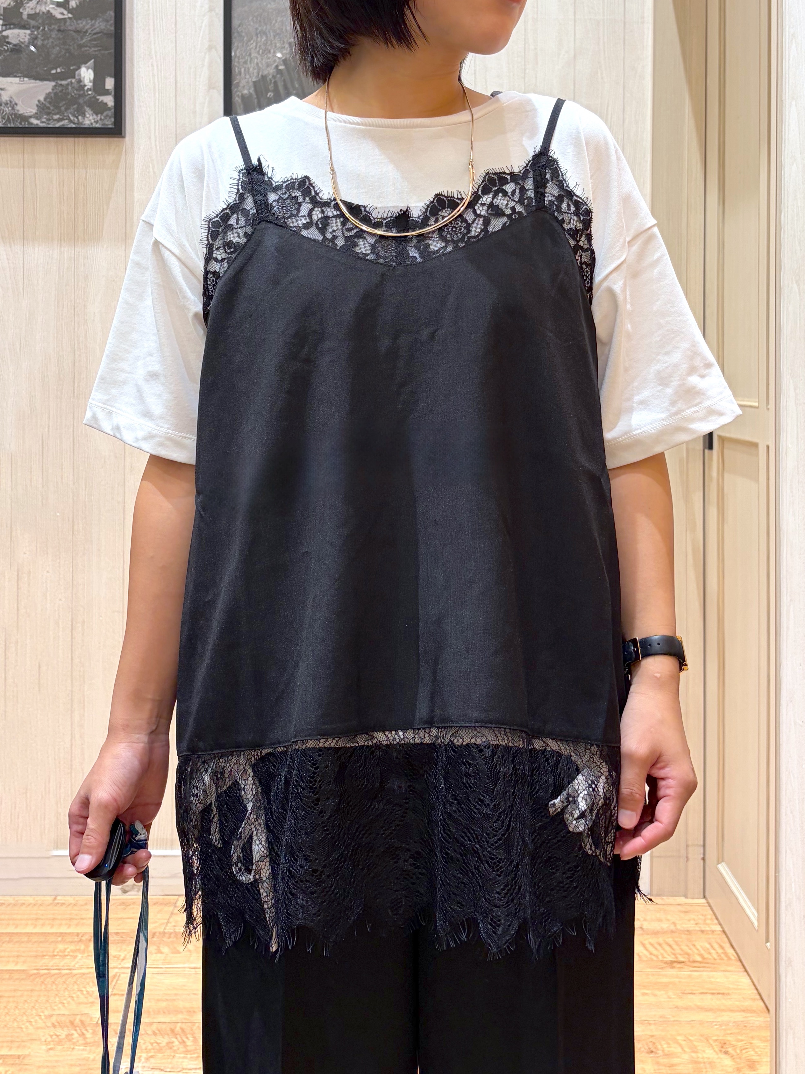 shirayuuuさんの「SHOO･LA･RUE｜【洗濯機可/S-LL】体型カバーしながらこなれ見え。レース付きキャミソール」を使ったコーディネート