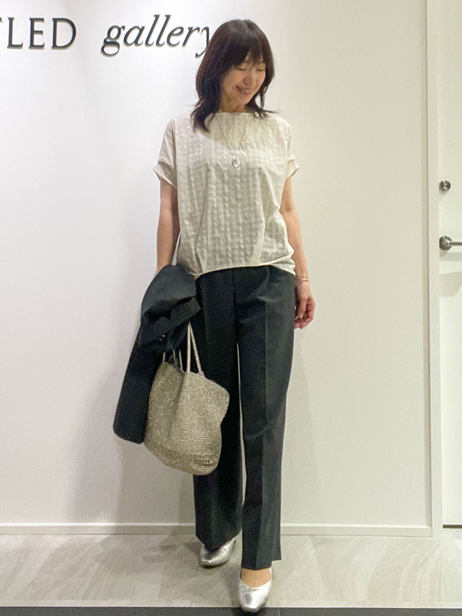 めいさんの「UNTITLED｜【秋めきシャツ/体型カバー】シアーチェックブラウス」を使ったコーディネート