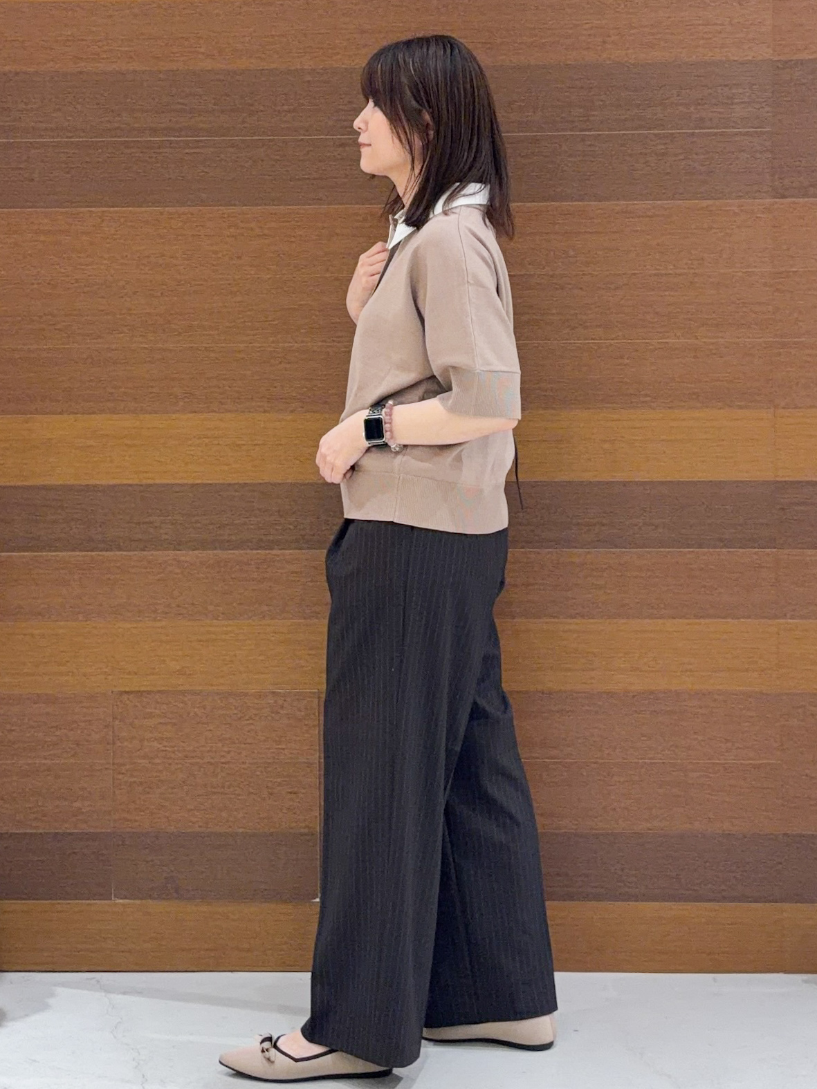 まみさんの「OPAQUE.CLIP｜2WAY衿ドッキングニット《洗濯機OK》」を使ったコーディネート