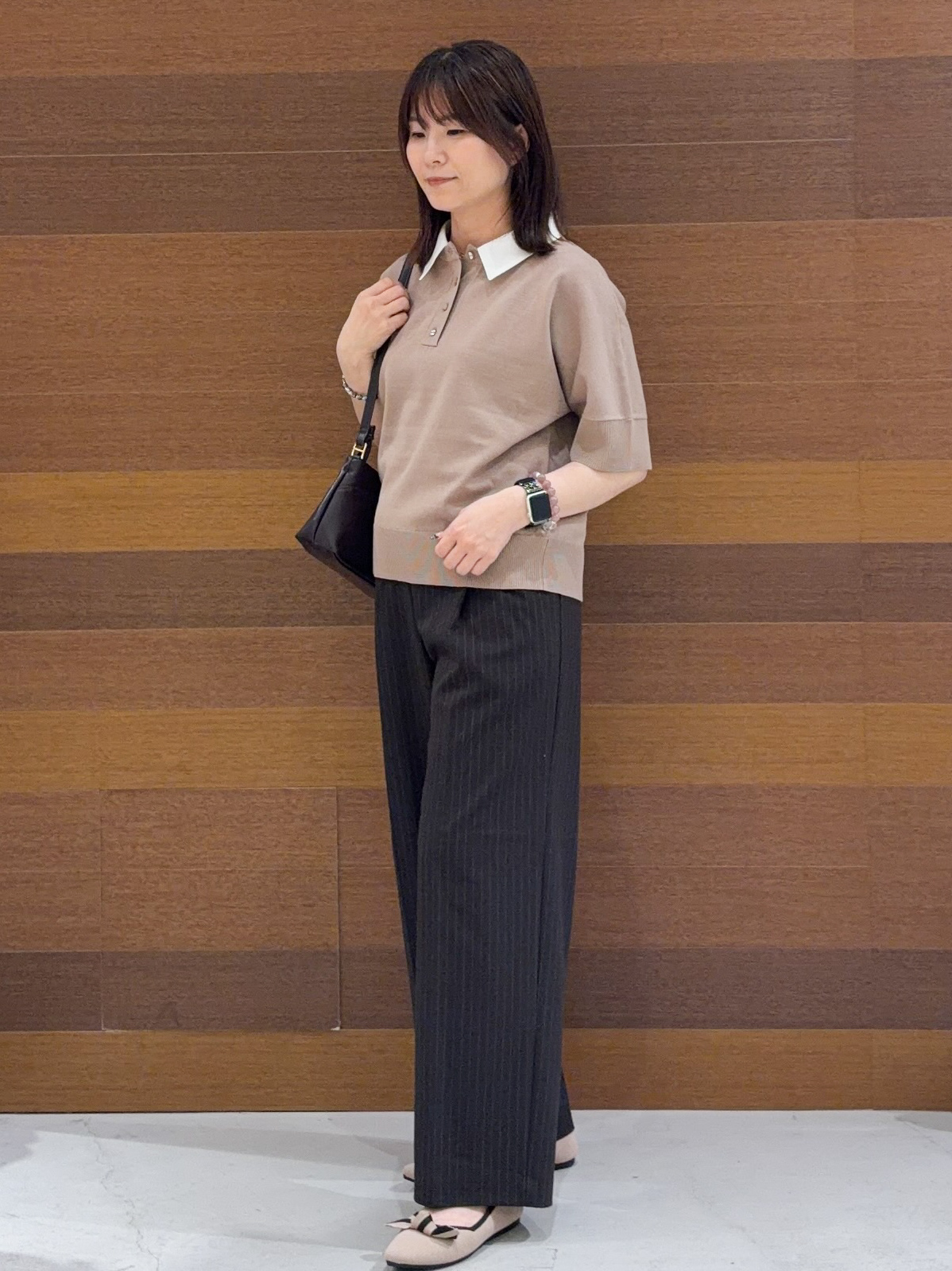 まみさんの「OPAQUE.CLIP｜2WAY衿ドッキングニット《洗濯機OK》」を使ったコーディネート