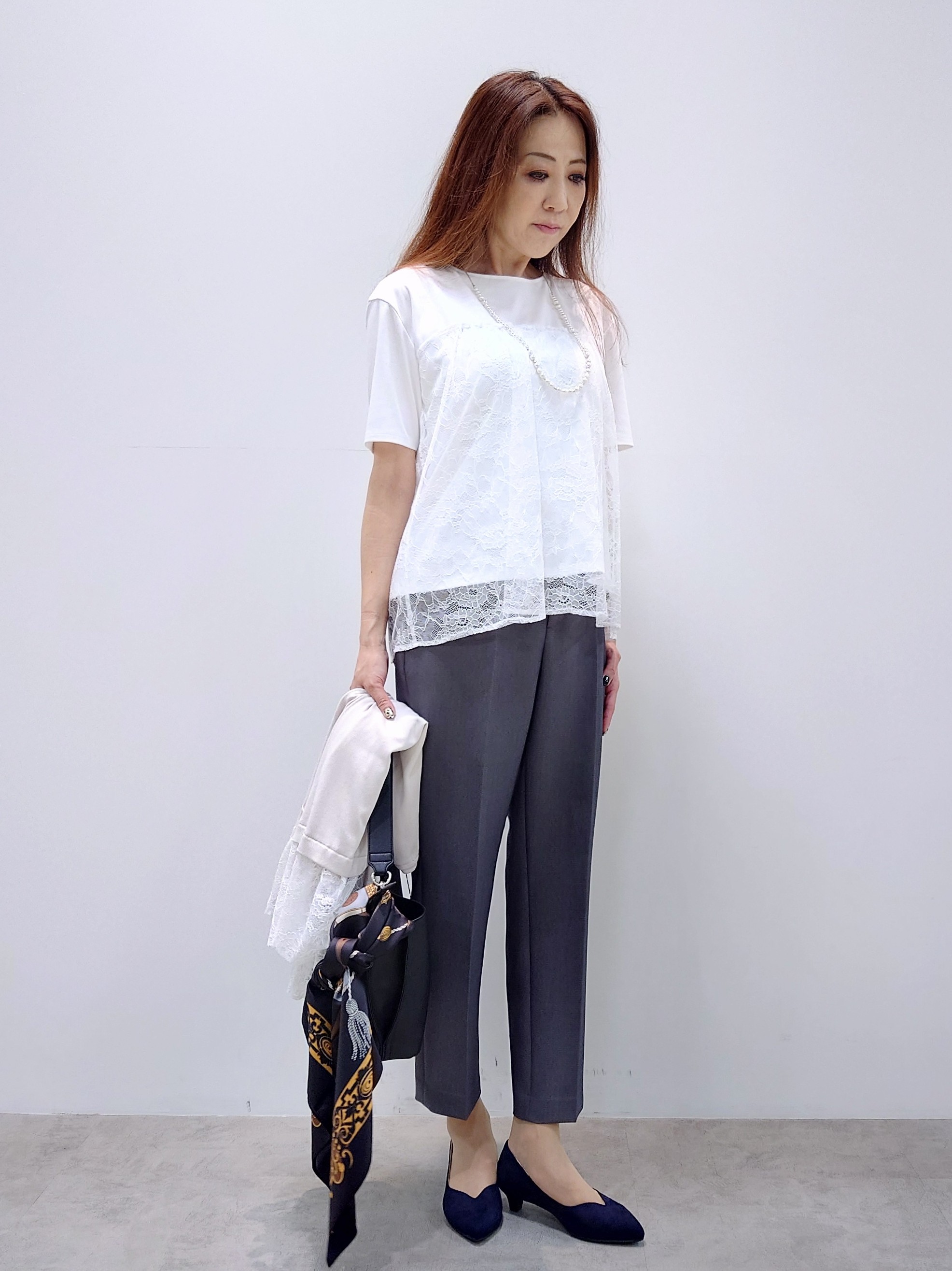 yoshiさんの「Reflect｜【UVカット／接触冷感／手洗い可】ラッセルレースプルオーバー」を使ったコーディネート