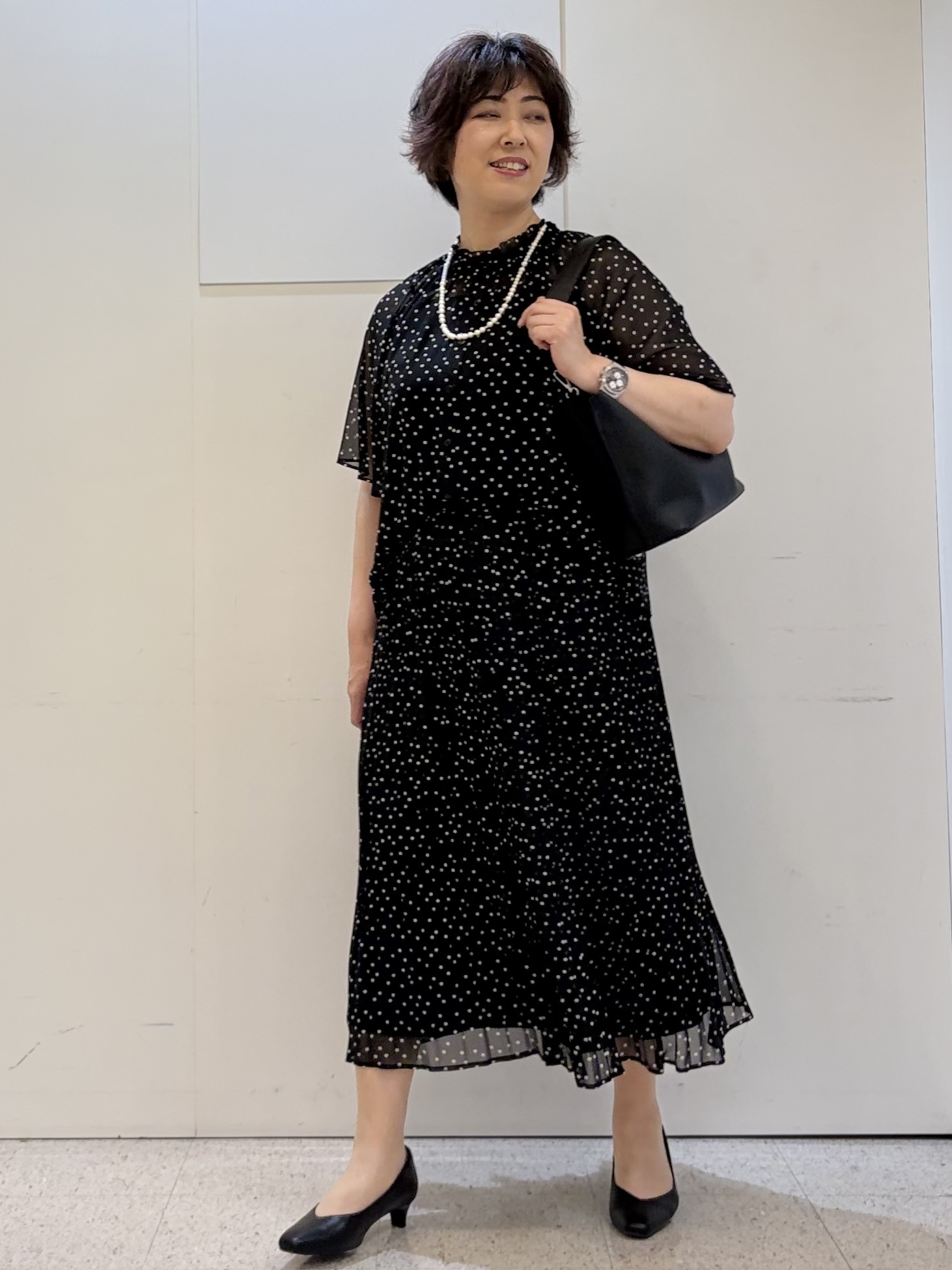 ヤスコさんの「Reflect｜【セットアップ／手洗い可】ドット柄シアーブラウス」を使ったコーディネート