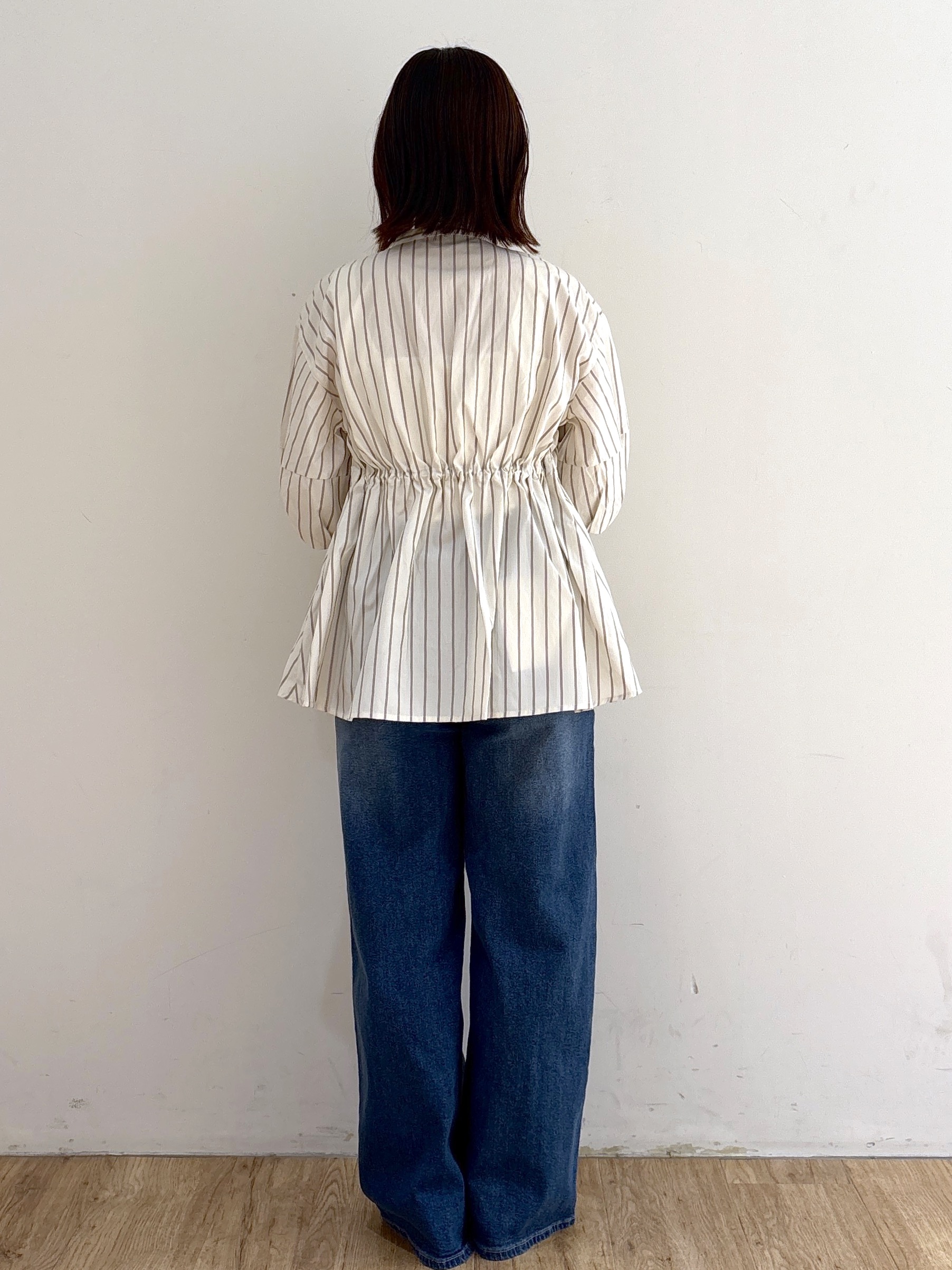 mireiさんの「OPAQUE.CLIP｜ストライプ ペプラムブラウス【洗濯機OK】」を使ったコーディネート