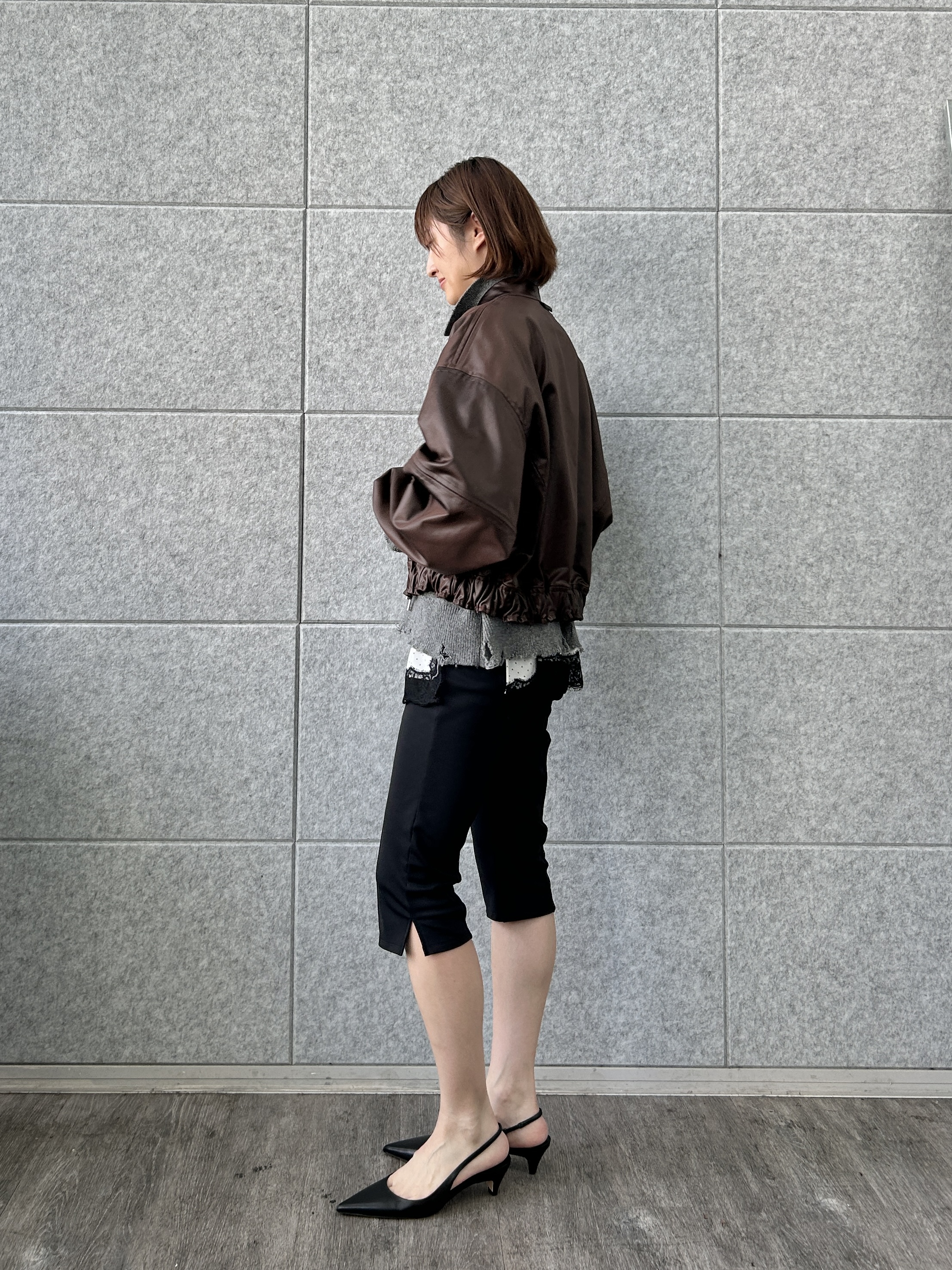 harunaさんの「CODE A｜【Re】satin bomber jacket」を使ったコーディネート
