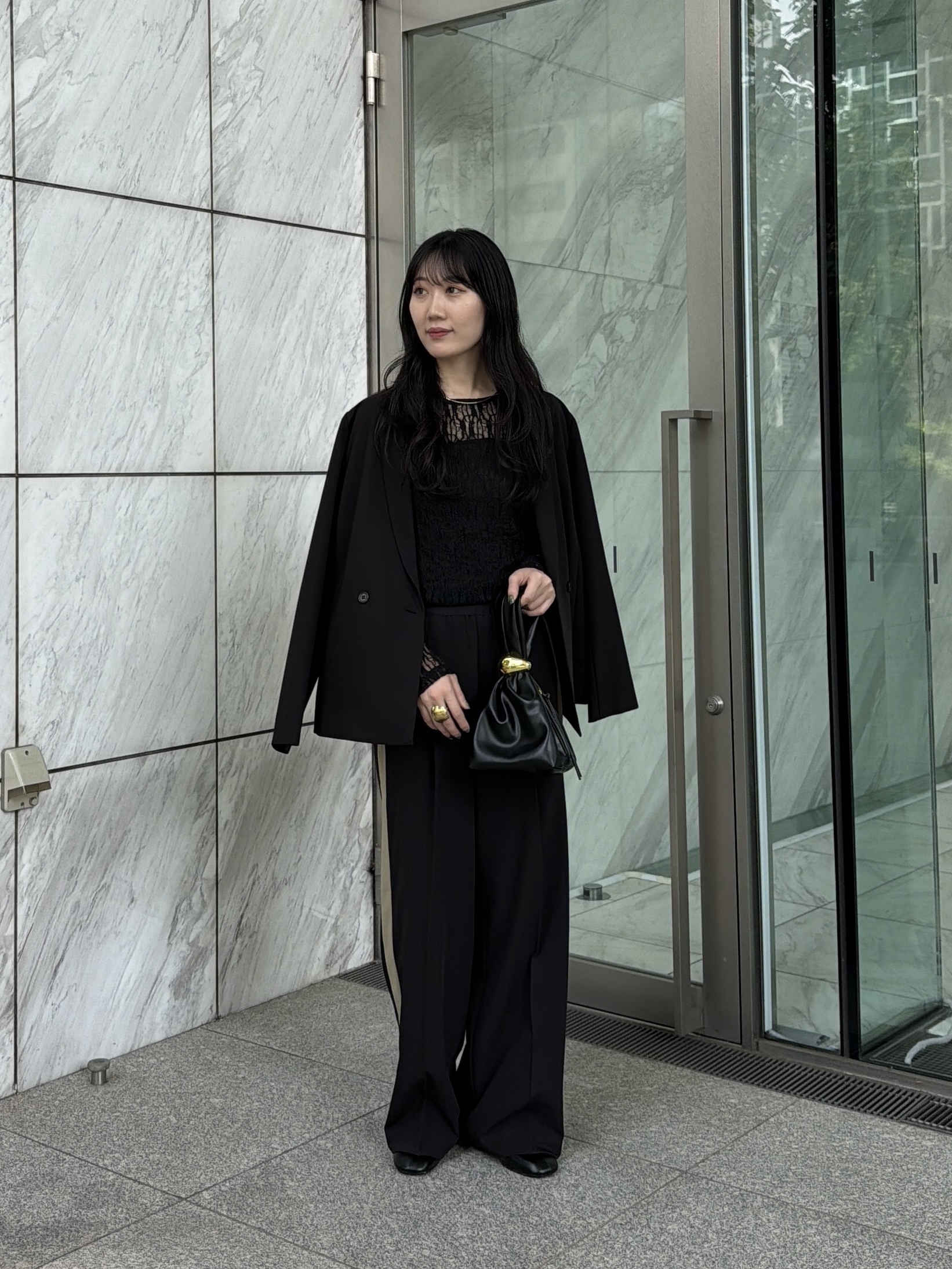 rinaさんの「INDIVI｜シアーレースレイヤードプルオーバー」を使ったコーディネート