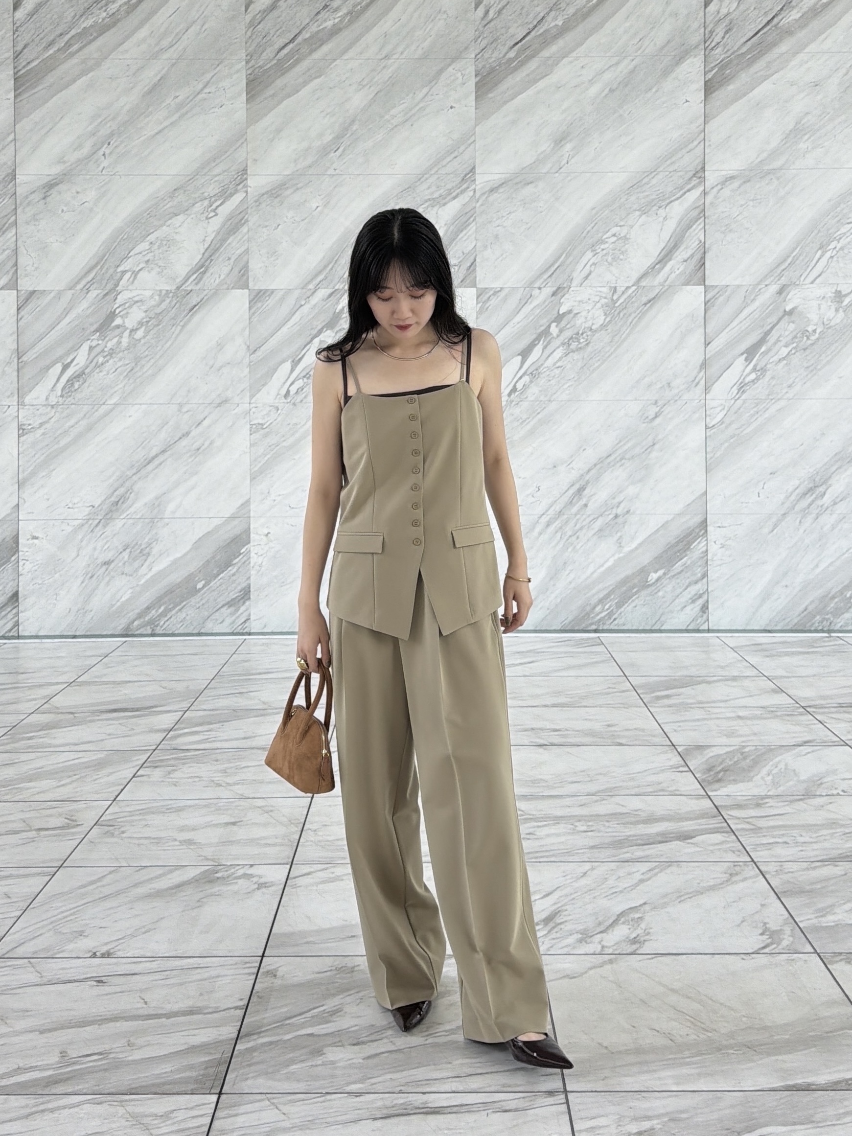 rinaさんの「INDIVI｜Comfy Set Up｜キャミジレ【セットアップ対応／通勤／カセット服】」を使ったコーディネート