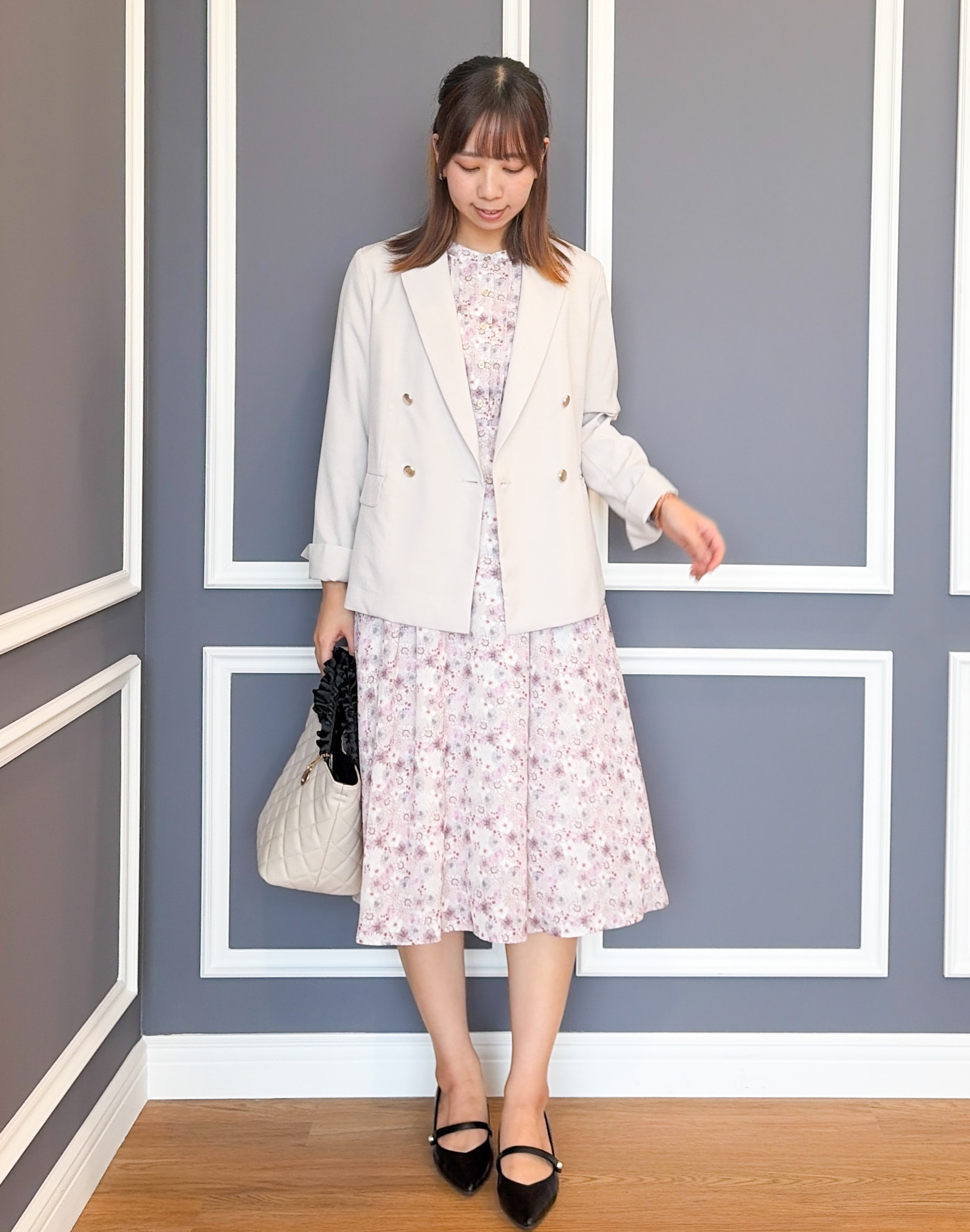 yurinaさんの「index｜《再入荷》ダブルブレストテーラードジャケット【接触冷感／吸水速乾／イージーアイロン／防シワ／洗濯機O」を使ったコーディネート