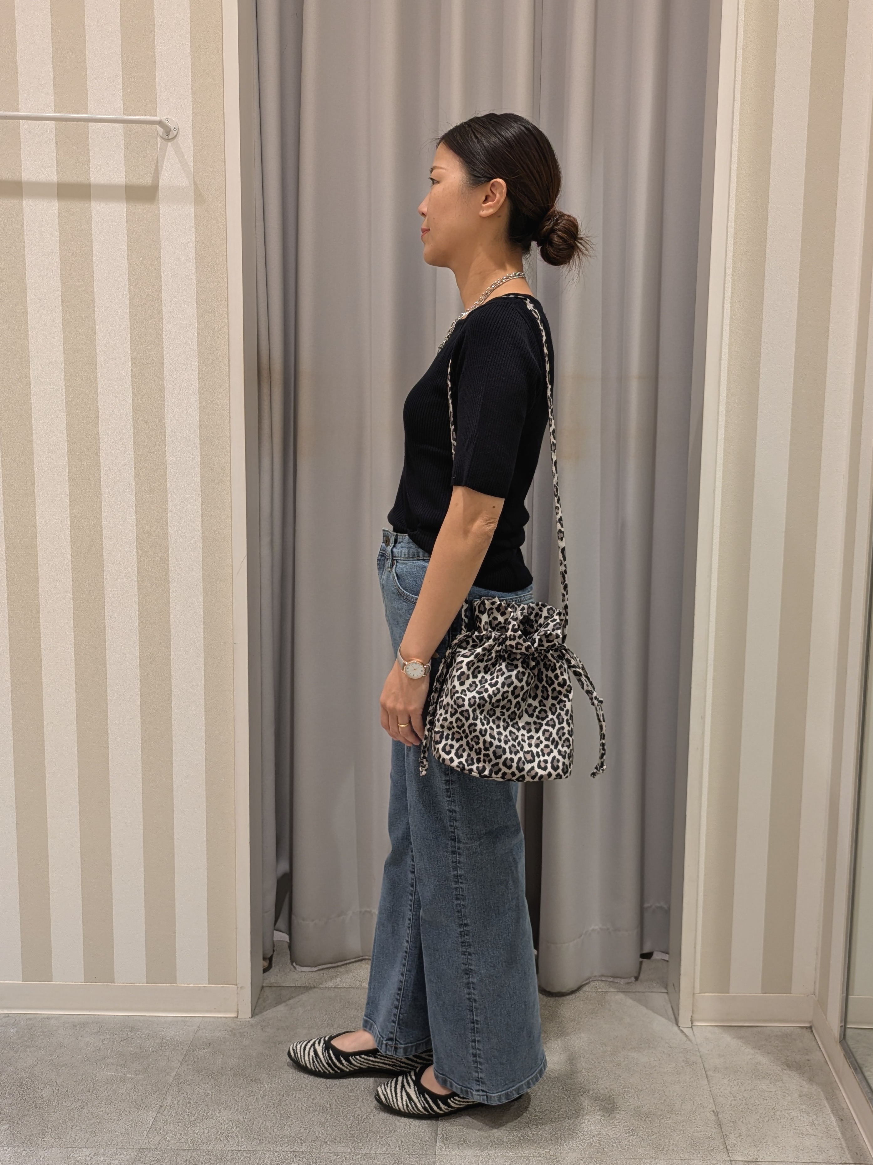 𝐂𝐡𝐢𝐢 &hearts;(ちー)さんの「SHOO･LA･RUE｜【毛玉になりにくい/洗濯機可/S-LL】大人上品な 5分袖スクエアトップス」を使ったコーディネート