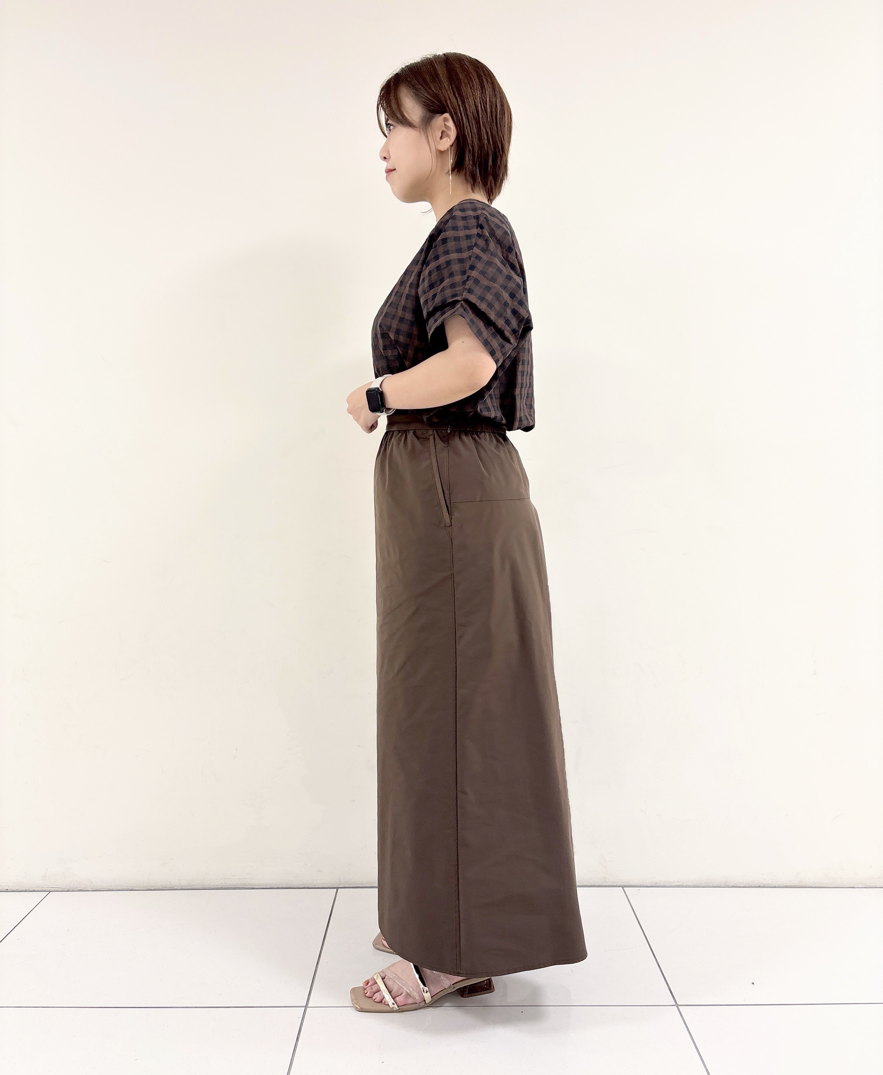 ayumiさんの「UNTITLED｜【秋めきシャツ/体型カバー】シアーチェックブラウス」を使ったコーディネート