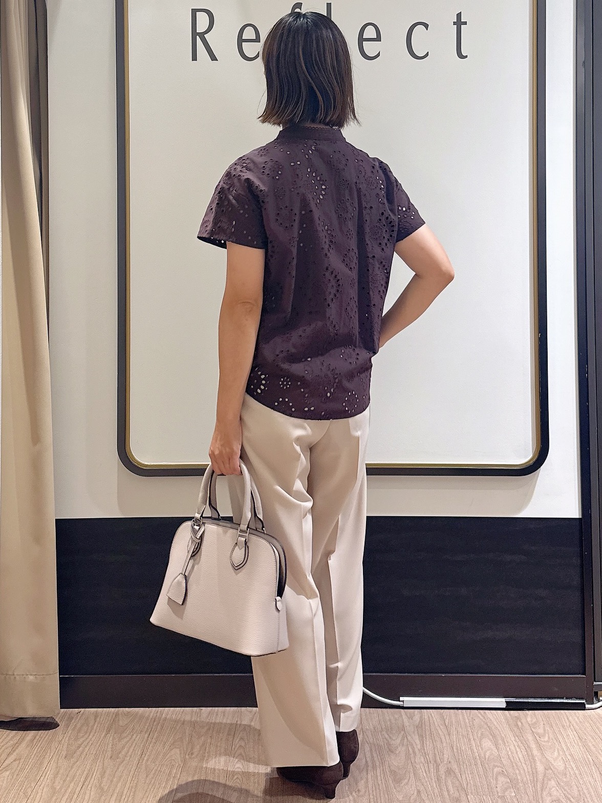 nekoさんの「Reflect｜【通勤◎】カットワーク刺繍レース シャツブラウス」を使ったコーディネート