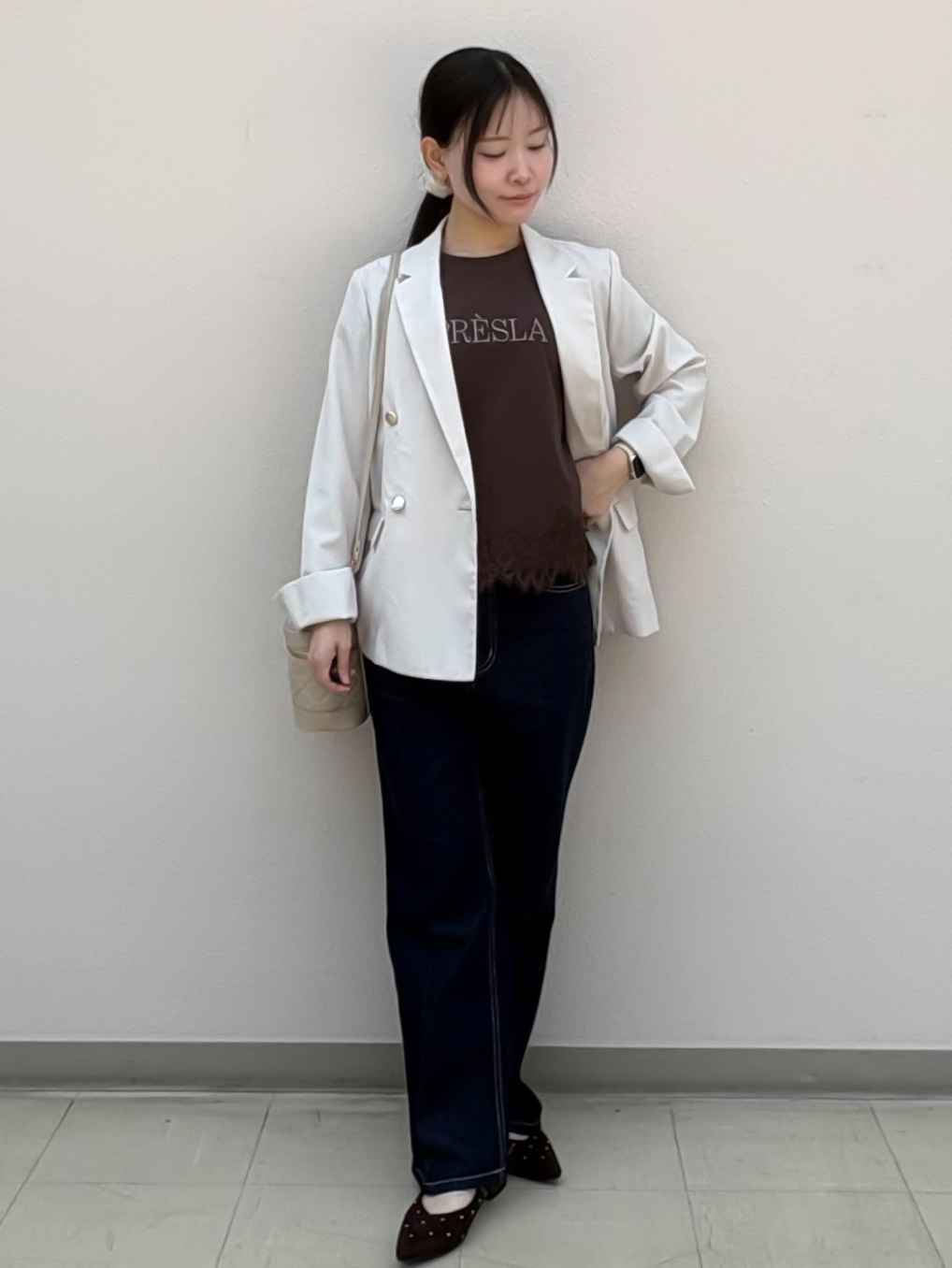 Izuさんの「index｜《再入荷》ダブルブレストテーラードジャケット【接触冷感／吸水速乾／イージーアイロン／防シワ／洗濯機O」を使ったコーディネート