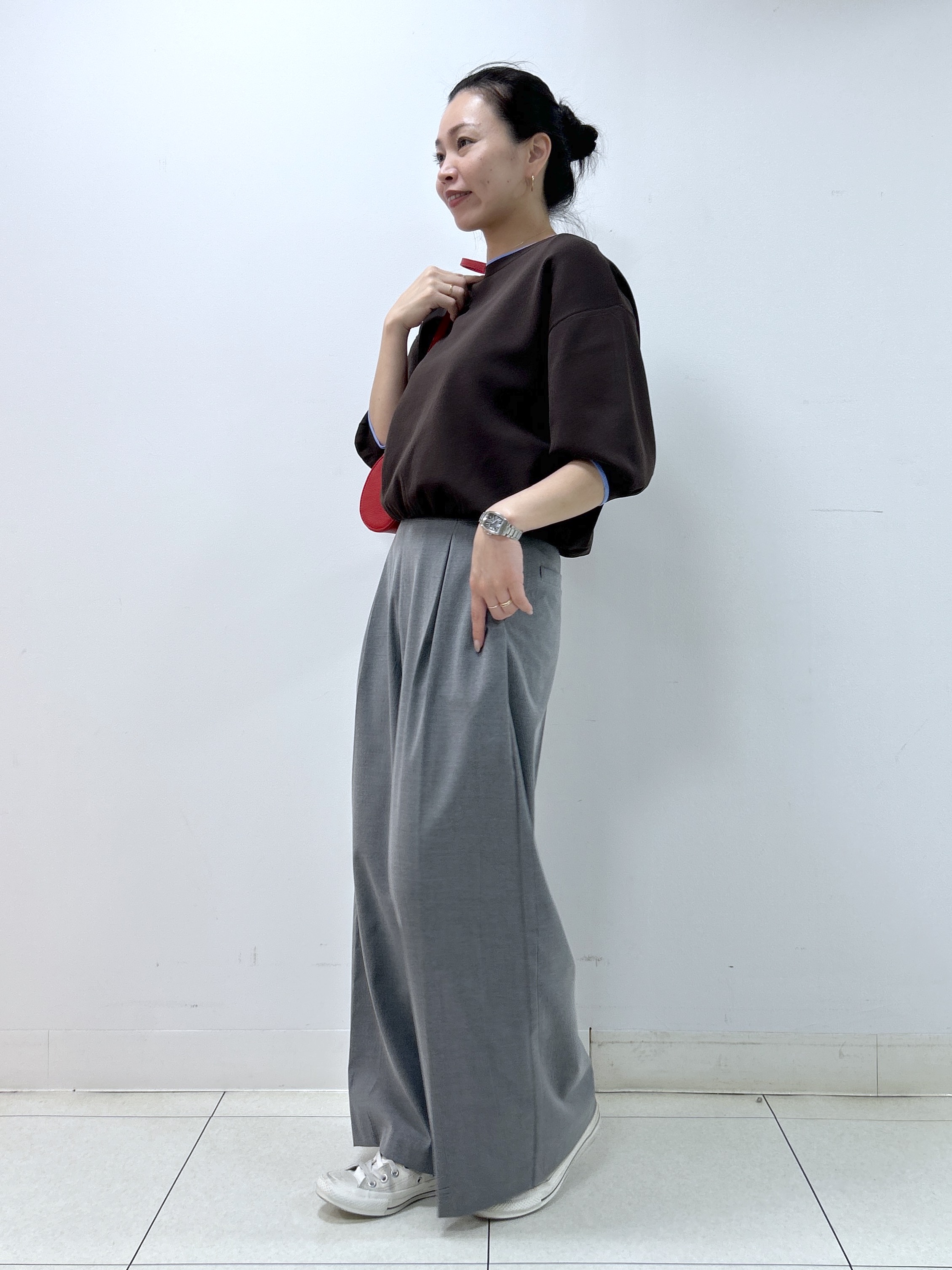 Kaiさんの「Dessin｜【UVカット/マシンウォッシャブル】6分袖配色ニット」を使ったコーディネート