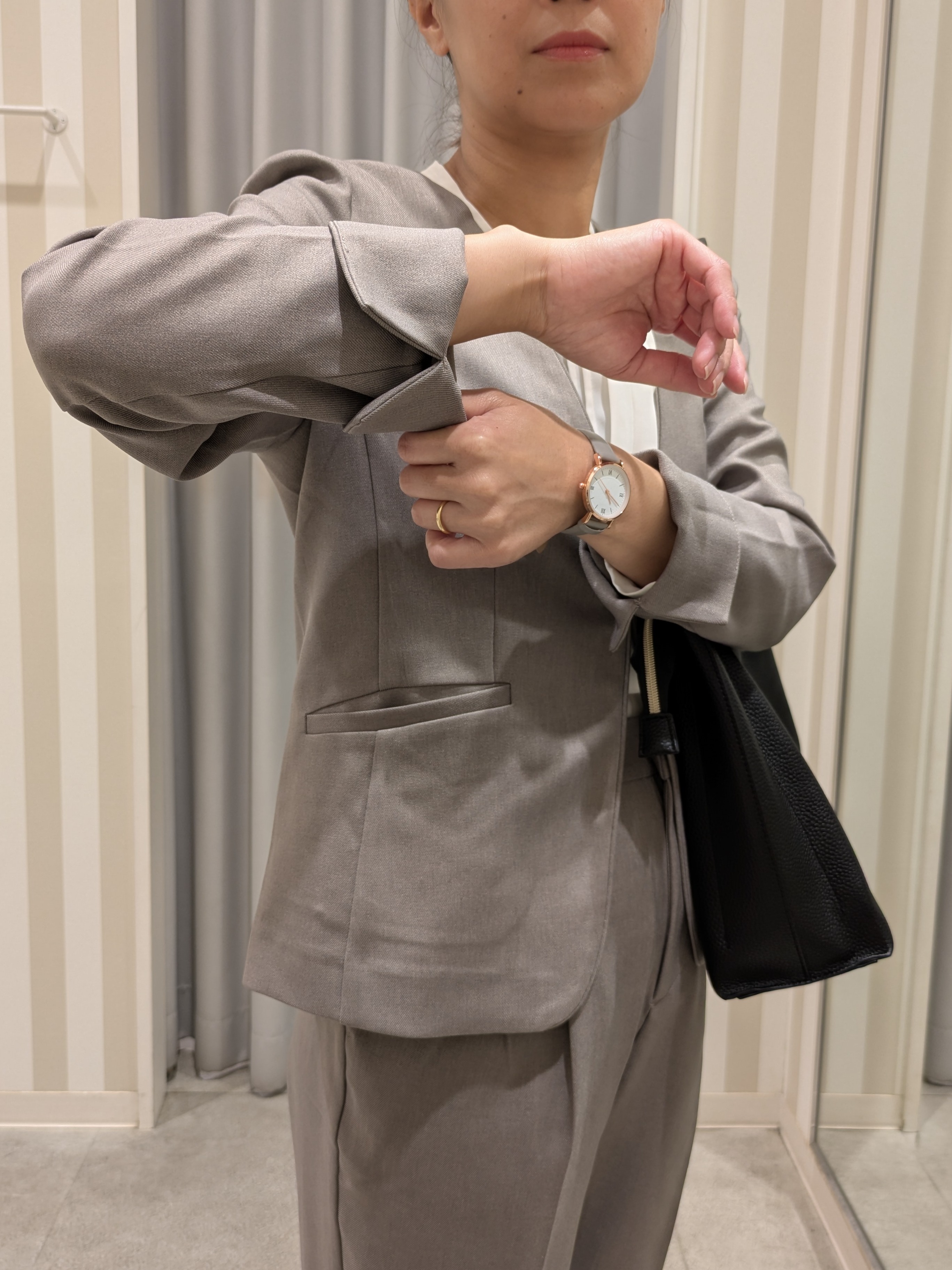 𝐂𝐡𝐢𝐢 &hearts;(ちー)さんの「SHOO･LA･RUE｜【セットアップ可/通勤/洗濯機可/SS-LL】女性らしく決まる カラーレスジャケット」を使ったコーディネート