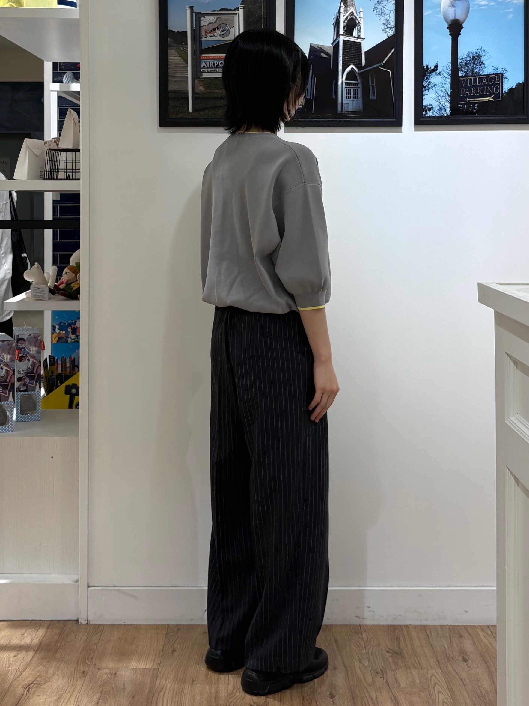 三浦りおんさんの「Dessin｜【UVカット/マシンウォッシャブル】6分袖配色ニット」を使ったコーディネート
