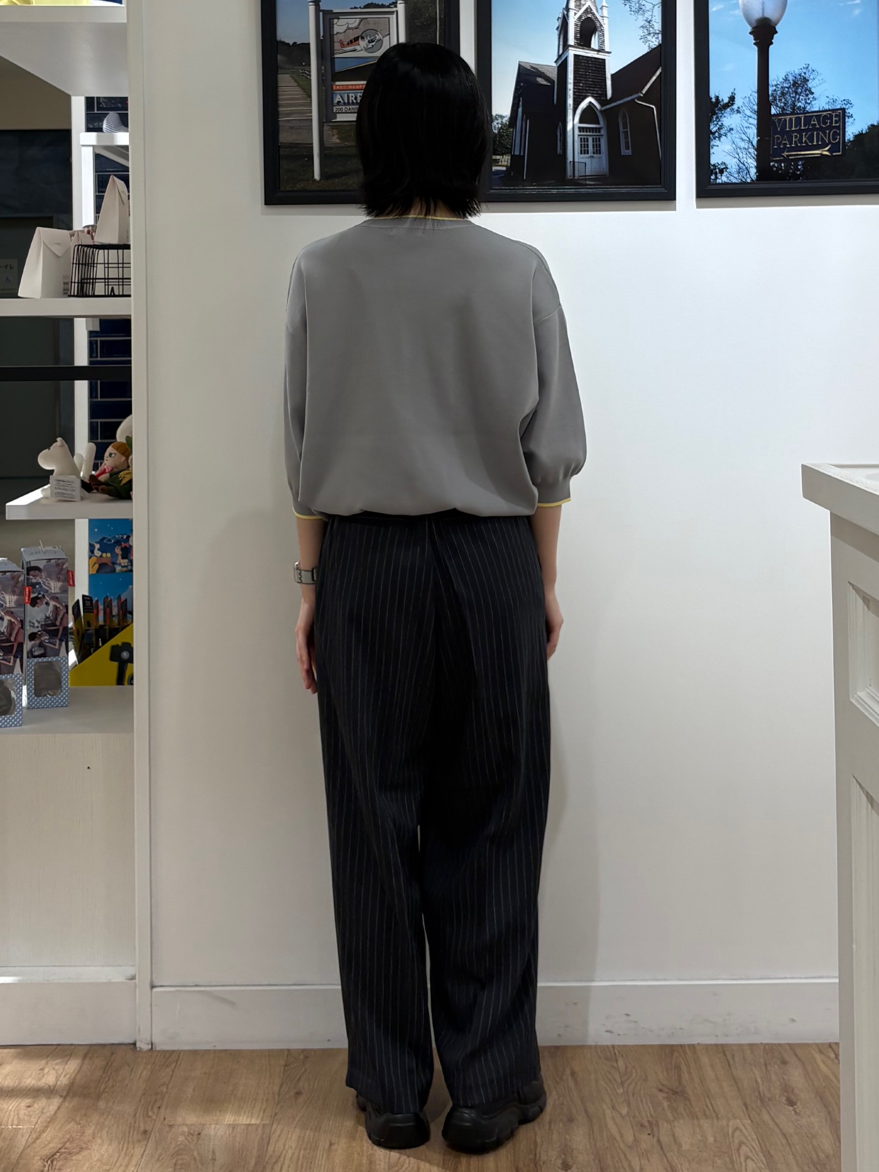 三浦りおんさんの「Dessin｜【UVカット/マシンウォッシャブル】6分袖配色ニット」を使ったコーディネート