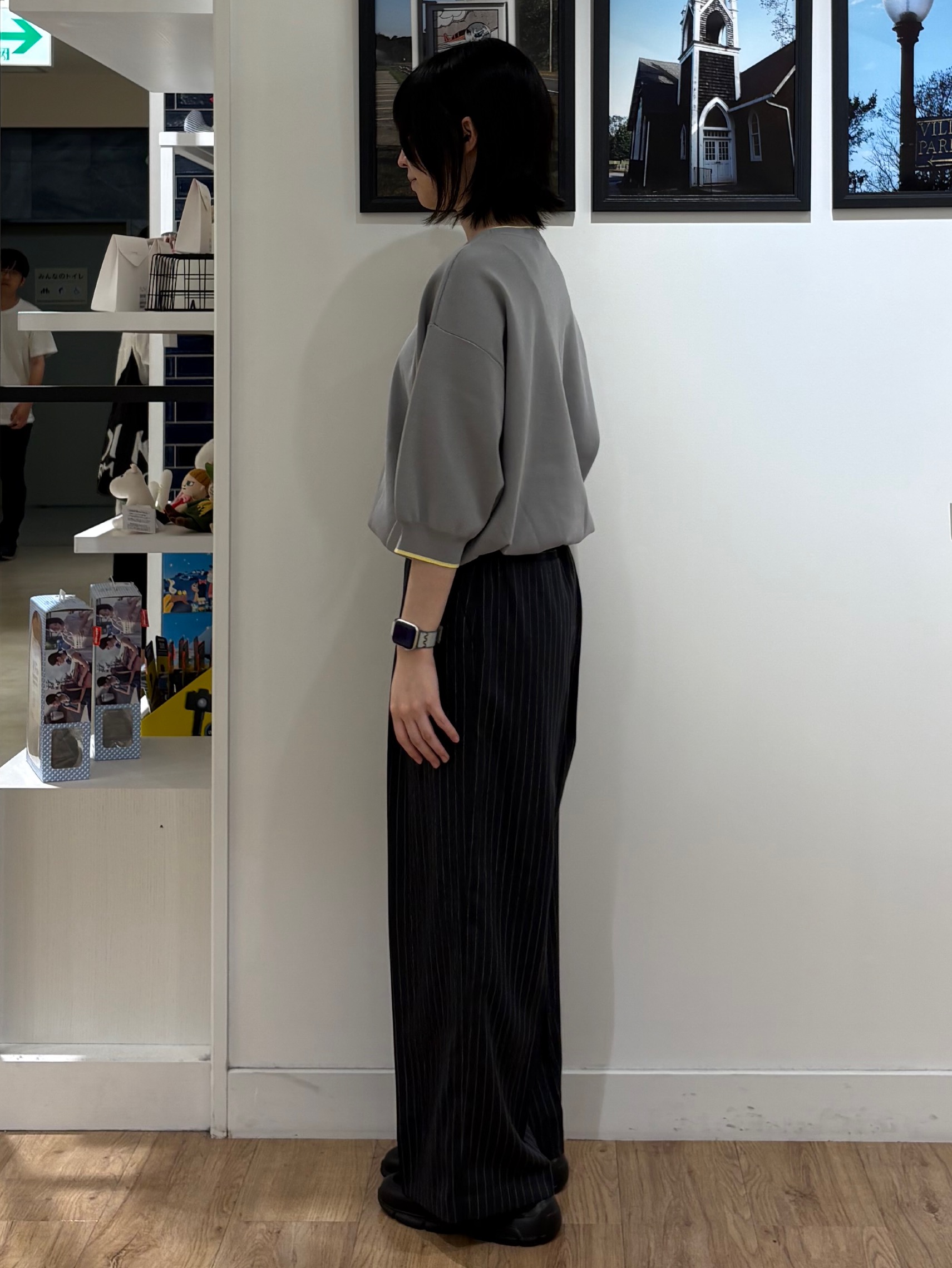 三浦りおんさんの「Dessin｜【UVカット/マシンウォッシャブル】6分袖配色ニット」を使ったコーディネート