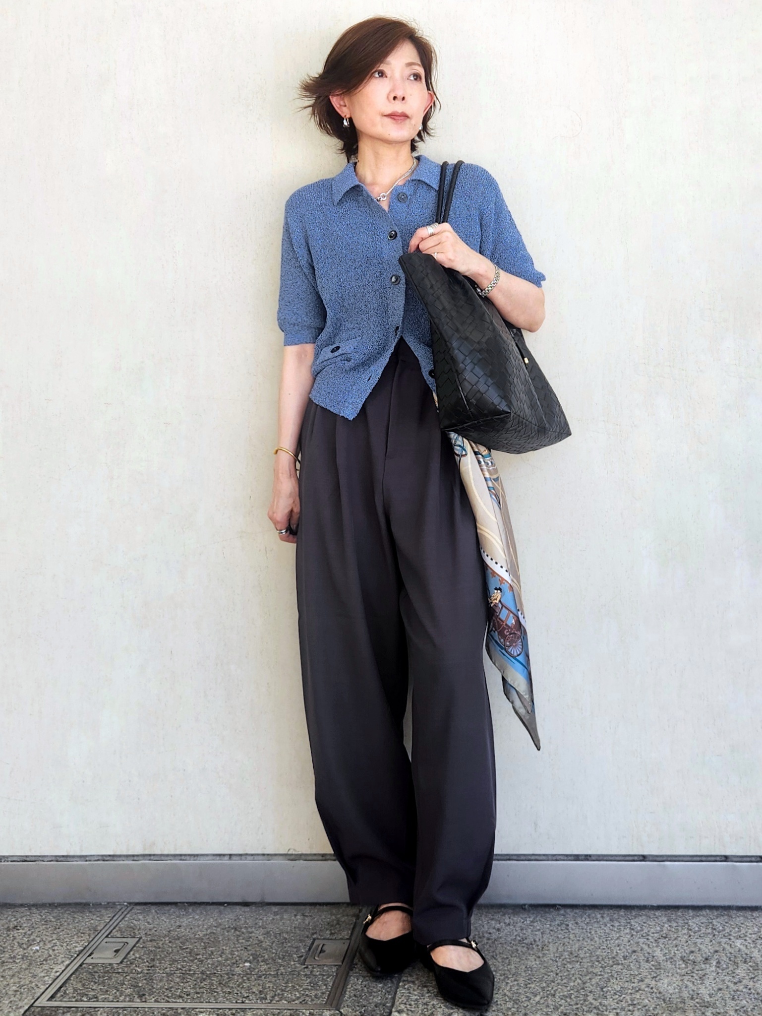milkyさんの「OPAQUE.CLIP｜ブークレポロニットカーディガン【洗濯機OK】」を使ったコーディネート