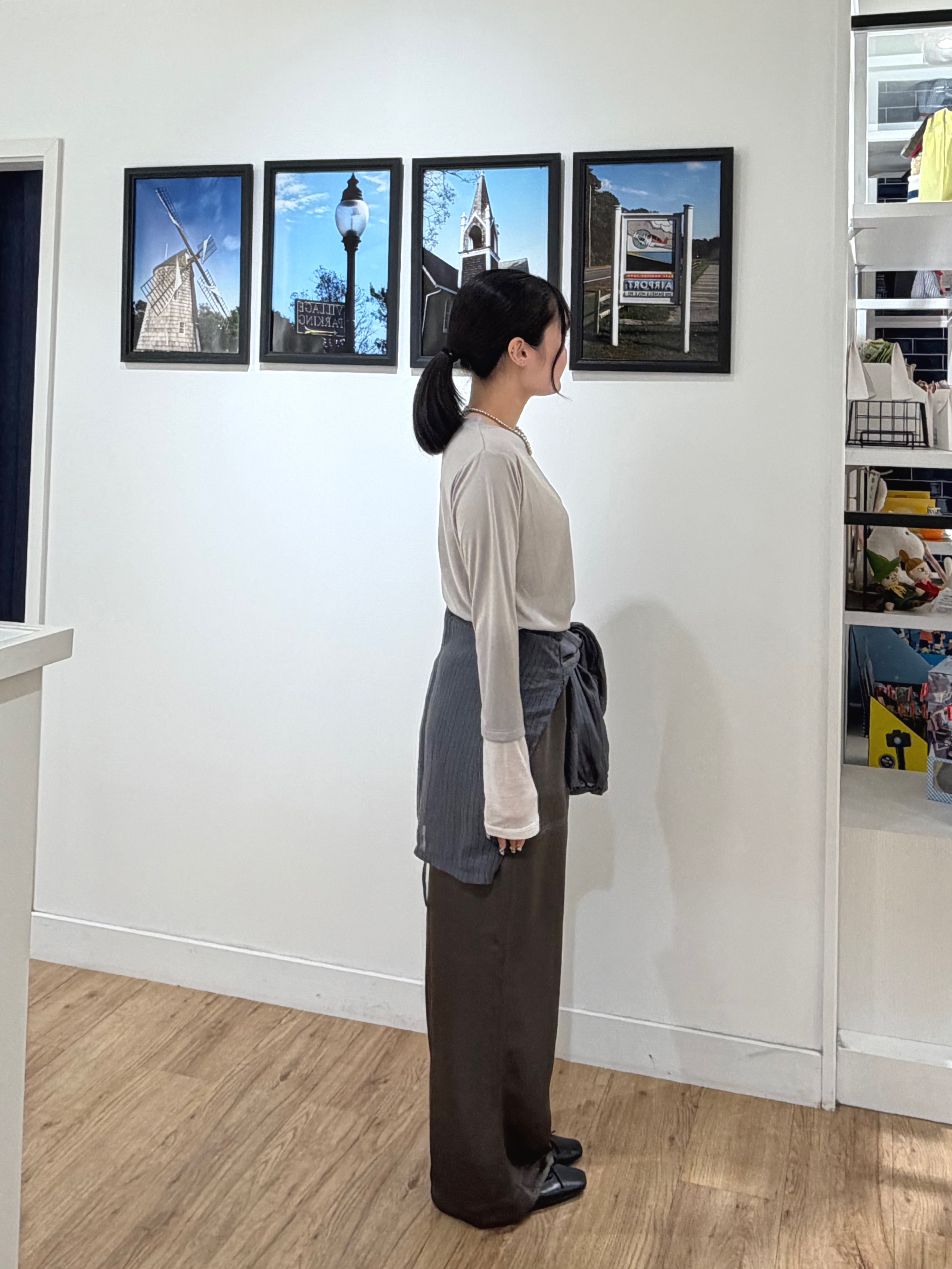 秦美里さんの「Dessin｜【調温機能】シアーリブプルオーバー」を使ったコーディネート