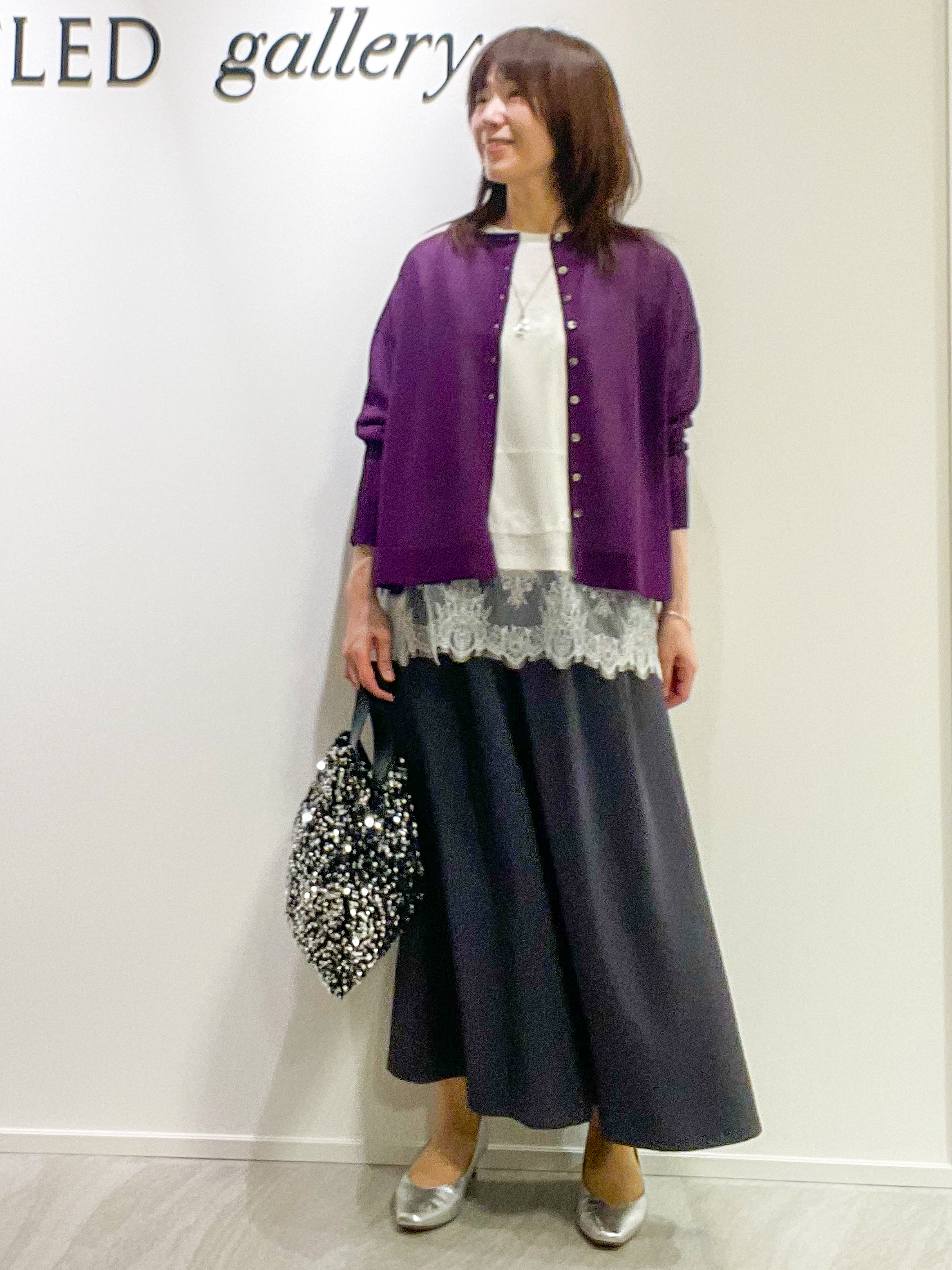 めいさんの「UNTITLED｜【アンサンブル可/秋羽織り/シアー】前後2WAYカーディガン」を使ったコーディネート