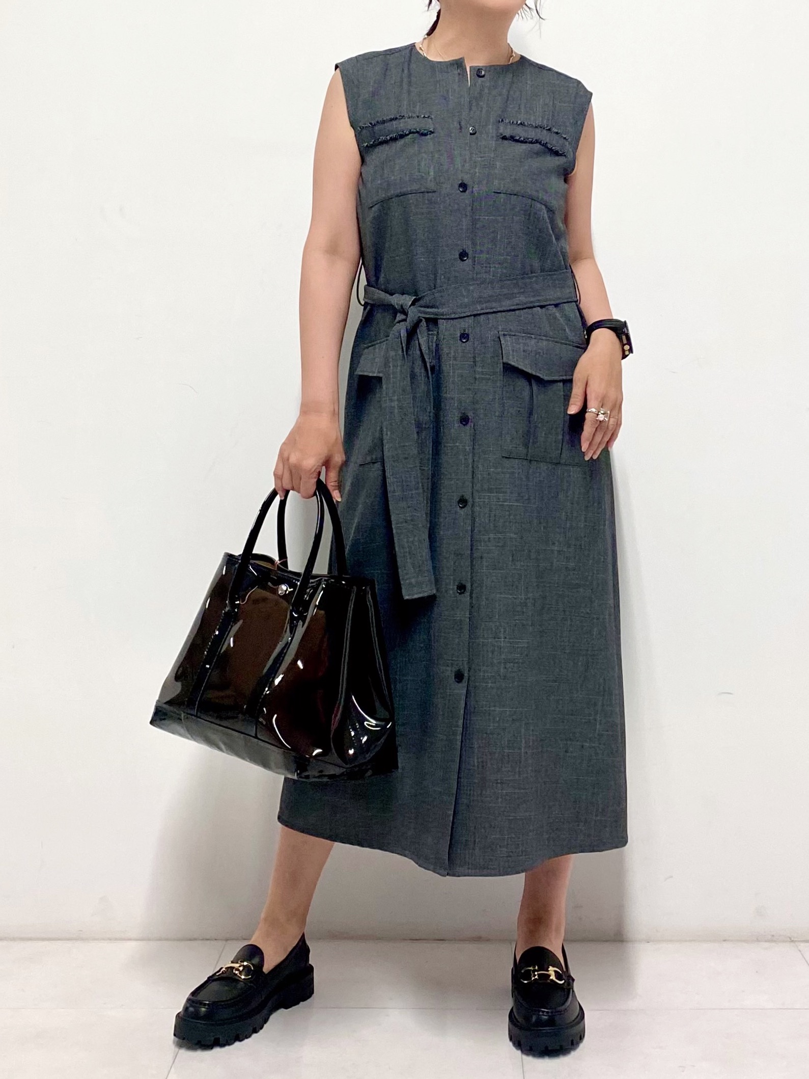 Sawaguchiさんの「DRESSTERIOR｜【ウォッシャブル】ツイードライクワンピース」を使ったコーディネート