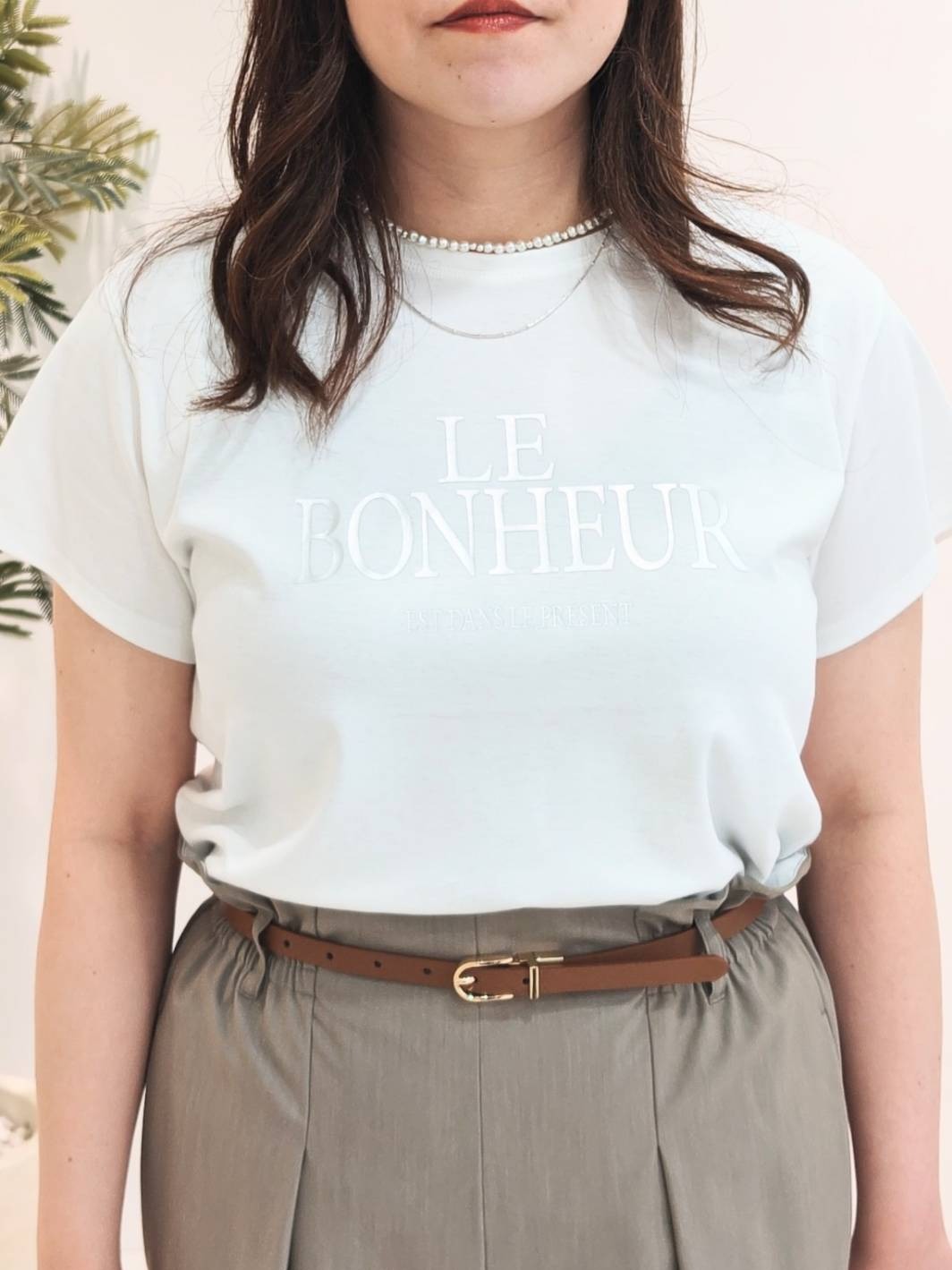 Miさんの「COUP DE CHANCE｜【手洗い可／日本製】半袖ロゴTシャツ」を使ったコーディネート
