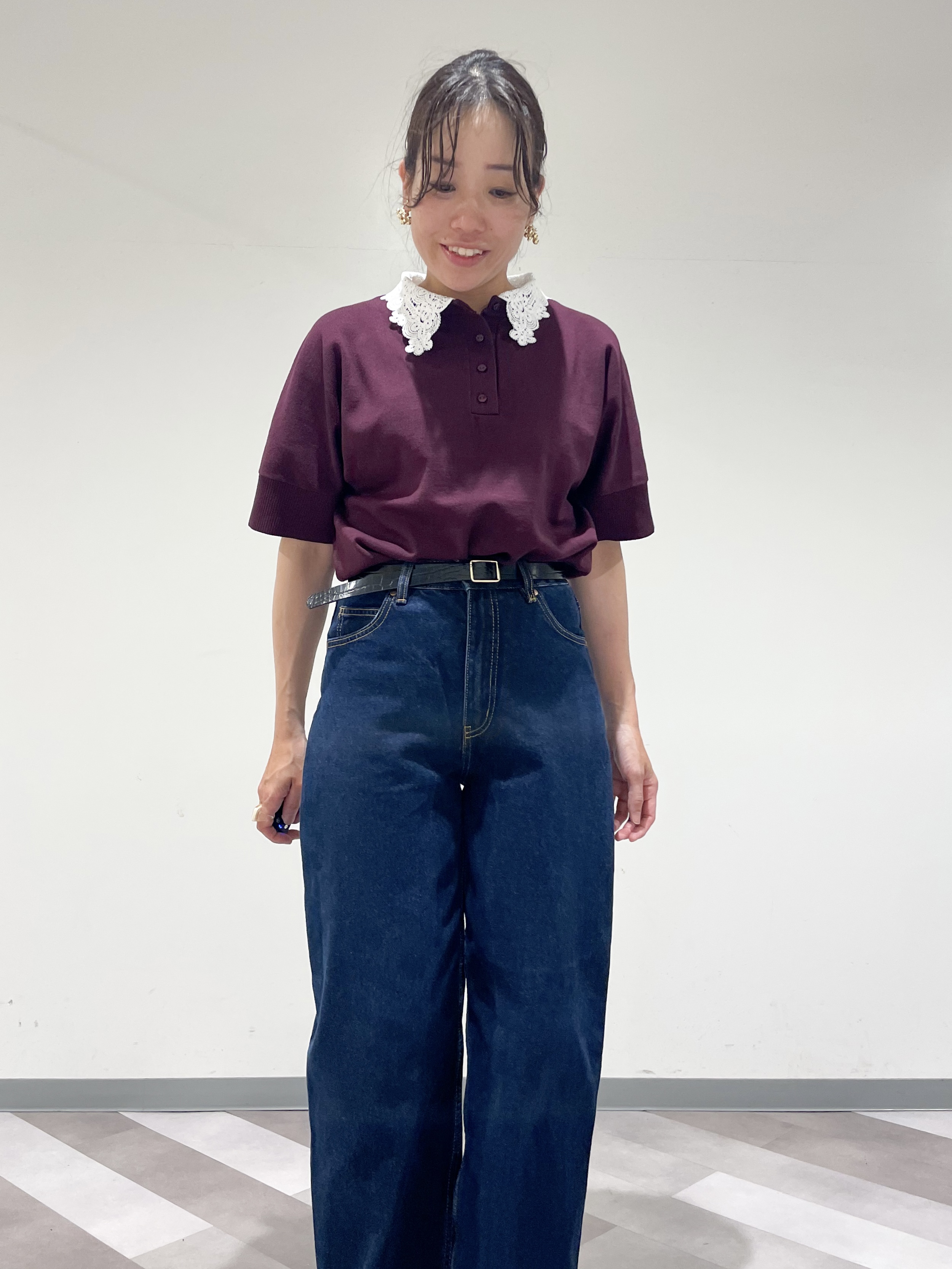 ともも。さんの「OPAQUE.CLIP｜2WAY衿ドッキングニット《洗濯機OK》」を使ったコーディネート