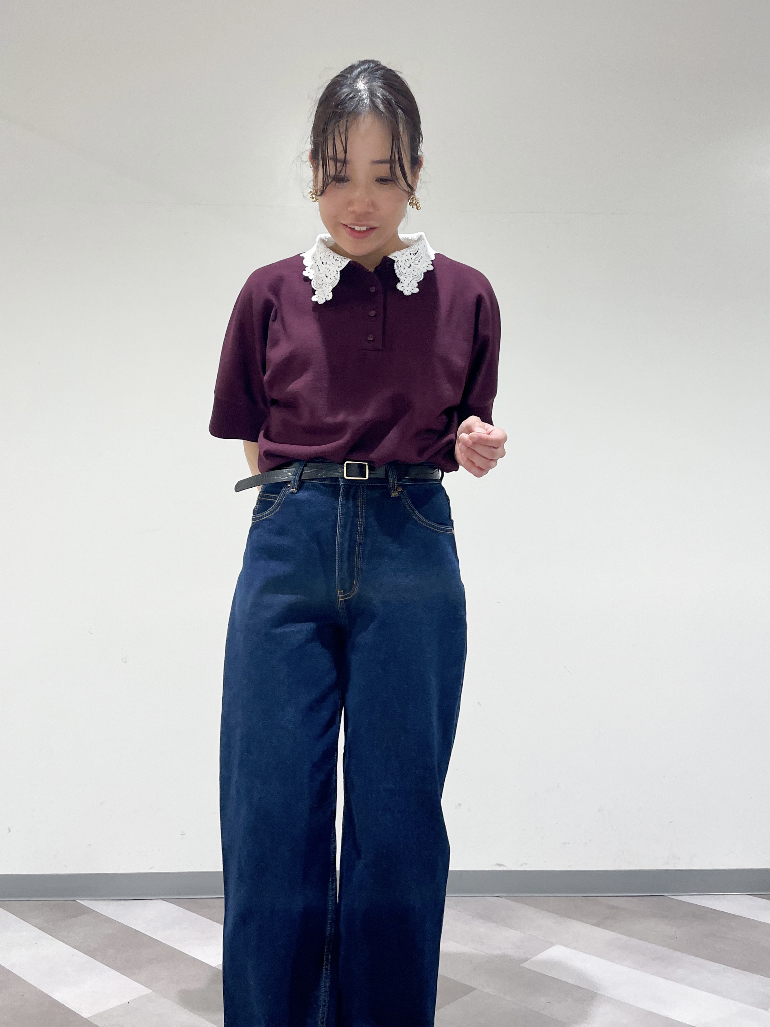 ともも。さんの「OPAQUE.CLIP｜2WAY衿ドッキングニット《洗濯機OK》」を使ったコーディネート