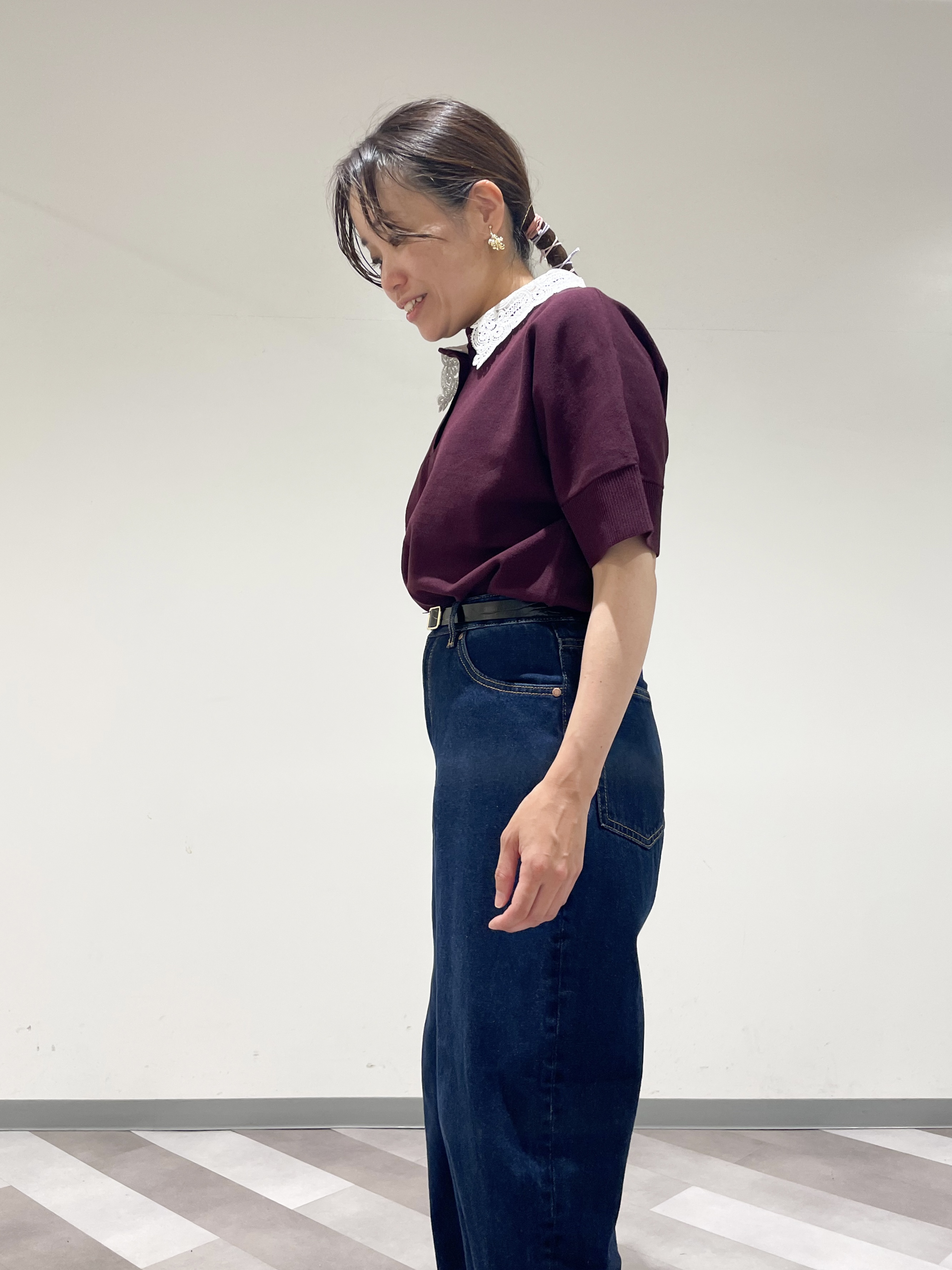 ともも。さんの「OPAQUE.CLIP｜2WAY衿ドッキングニット《洗濯機OK》」を使ったコーディネート