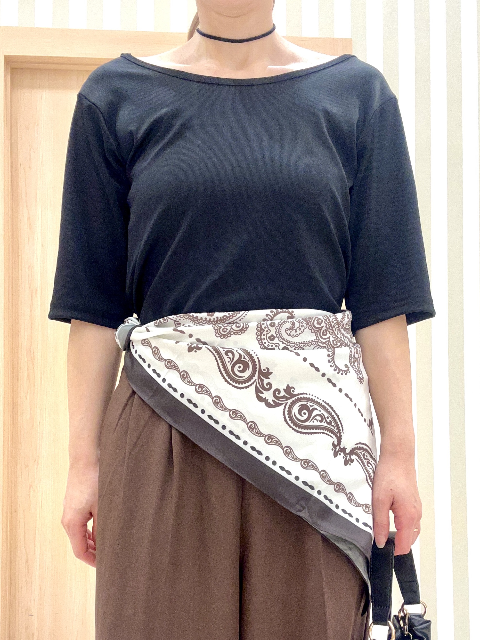 ririさんの「SHOO･LA･RUE｜【ひんやり/前後2WAY/S-LL】着回しやすい 5分袖テレコトップス」を使ったコーディネート