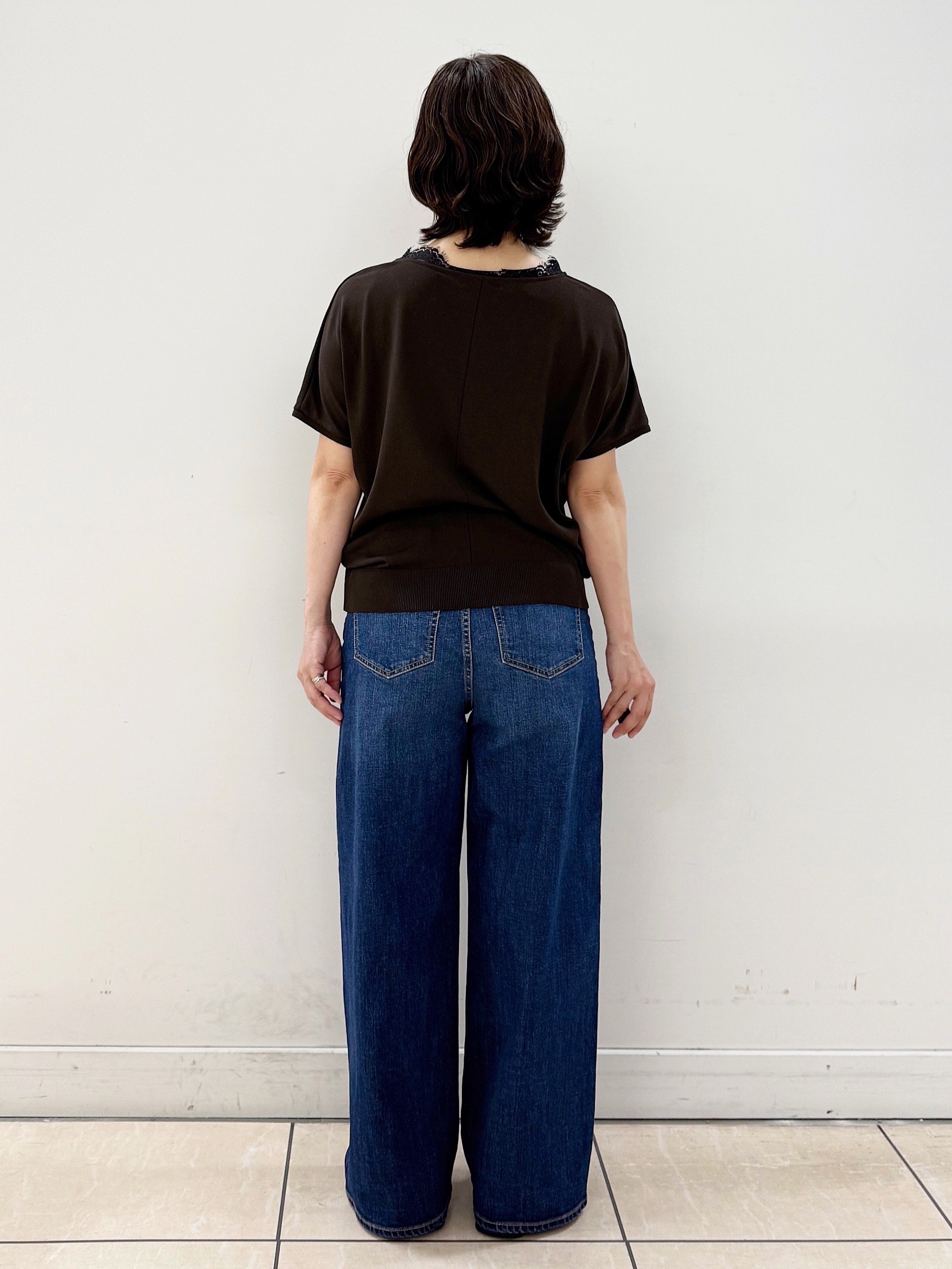 KIKIさんの「Reflect｜【二の腕カバー／手洗い可】ネックレース フレンチスリーブニット」を使ったコーディネート