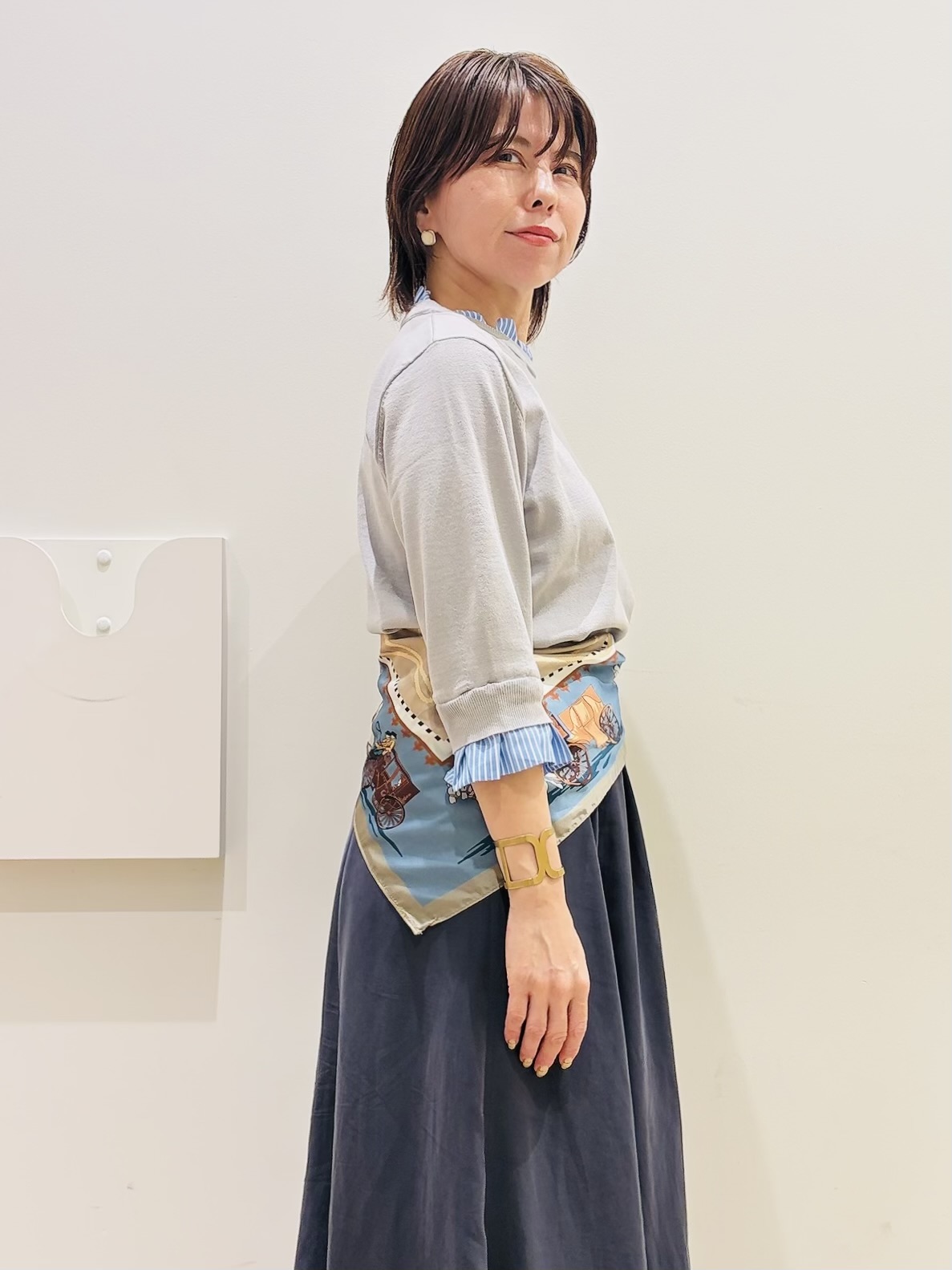 YUKOさんの「index｜【UVケア／遮熱性】フリルドッキングニット《洗濯機OK》」を使ったコーディネート