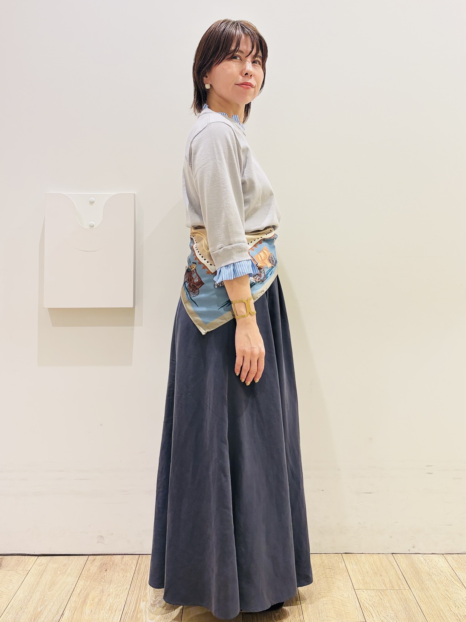 YUKOさんの「index｜【UVケア／遮熱性】フリルドッキングニット《洗濯機OK》」を使ったコーディネート