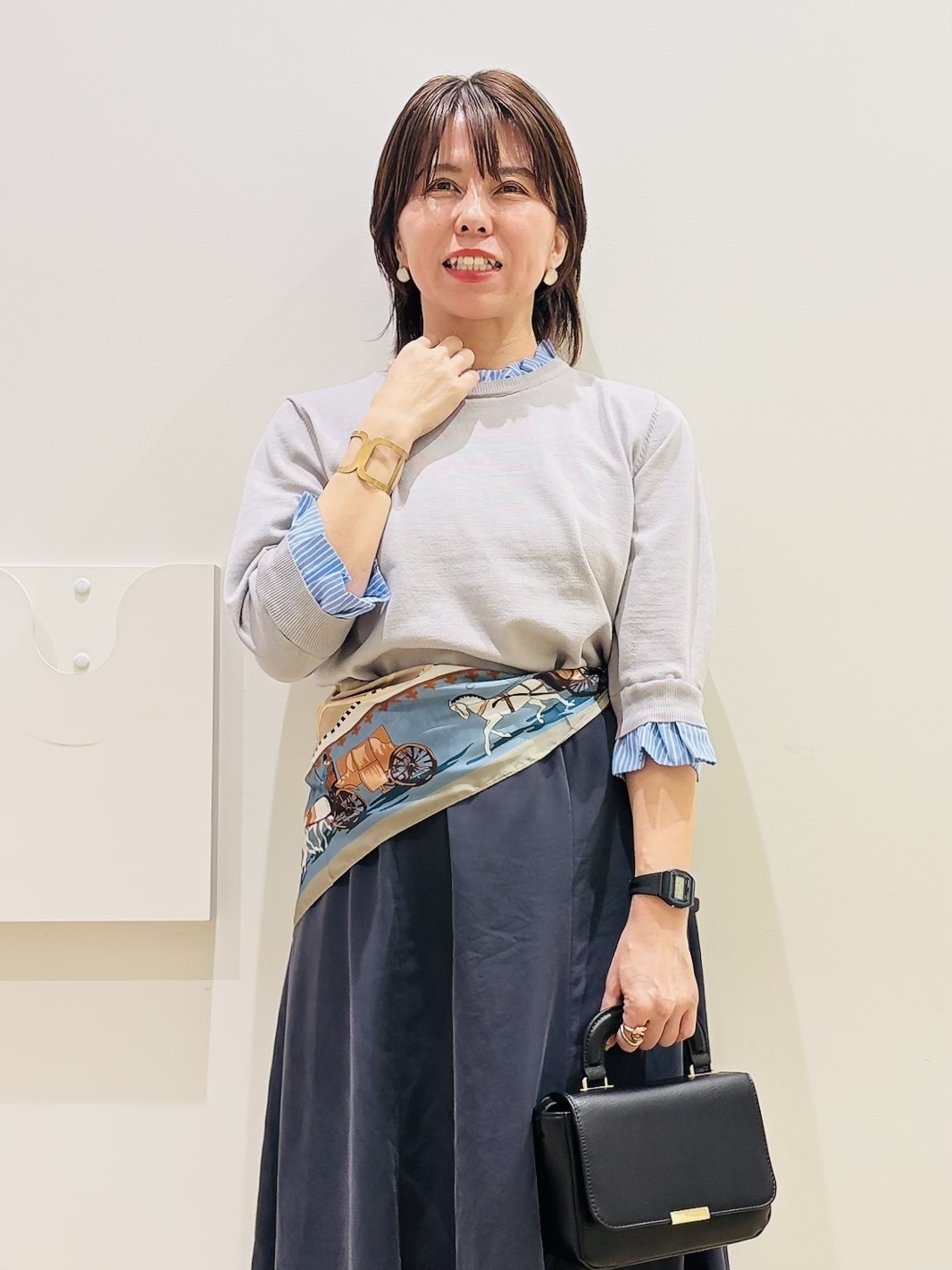 YUKOさんの「index｜【UVケア／遮熱性】フリルドッキングニット《洗濯機OK》」を使ったコーディネート
