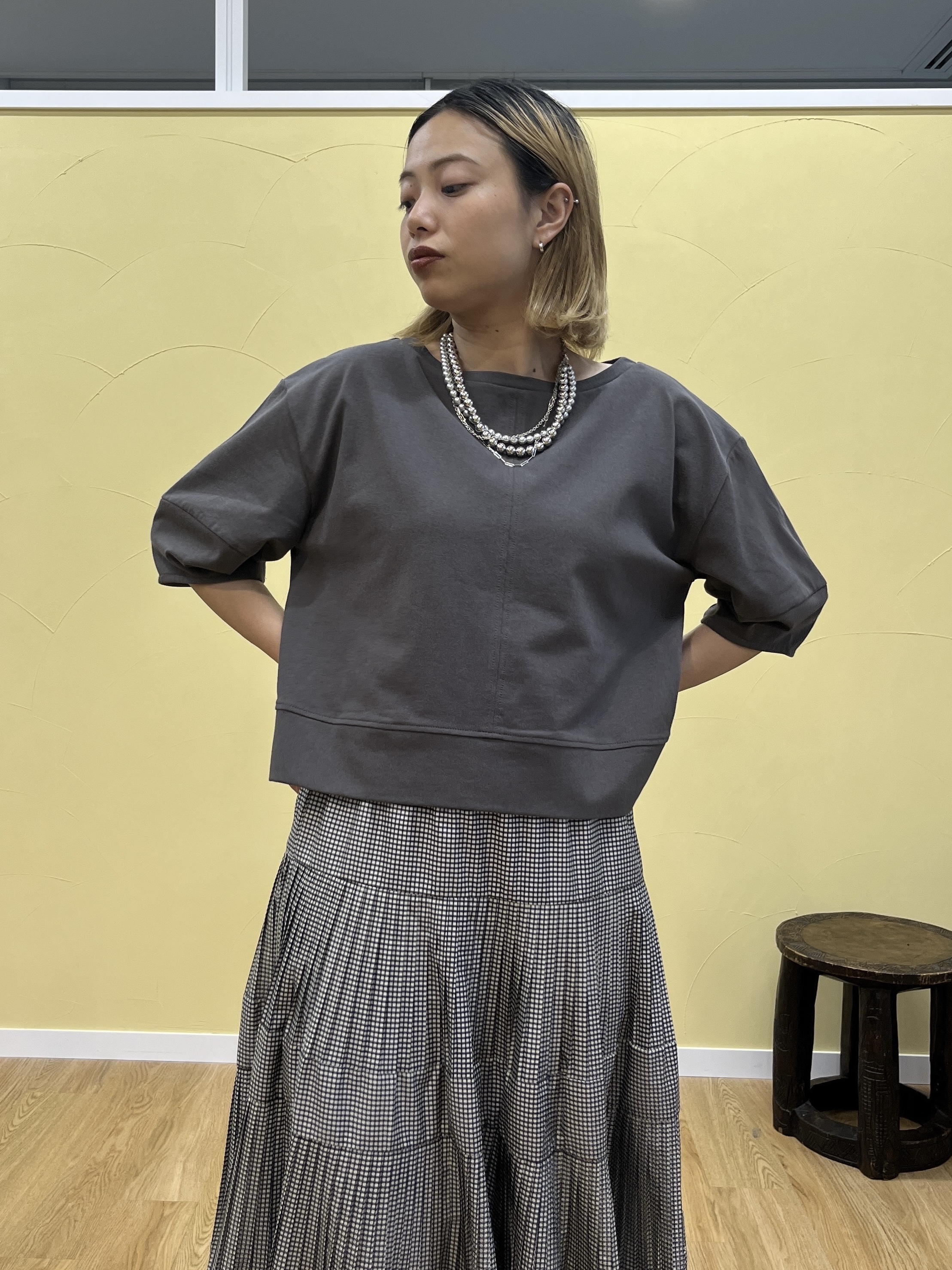 Harukaさんの「INDIVI｜ハーフスリーブフォルムカットソー【接触冷感／新色追加】」を使ったコーディネート