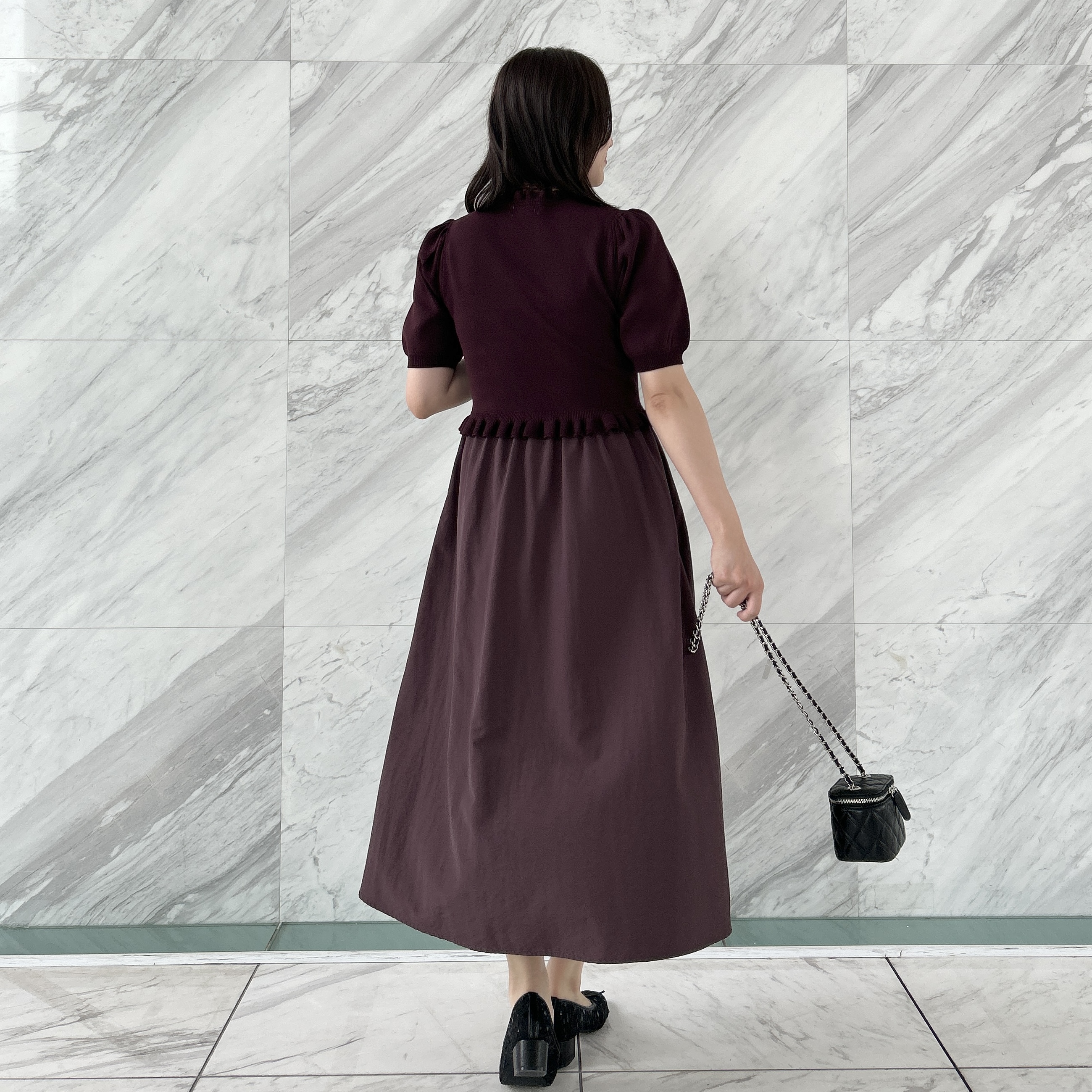 shinoさんの「Couture brooch｜【ほんのり甘い】フリルニット ドッキングワンピース【洗濯機可】」を使ったコーディネート
