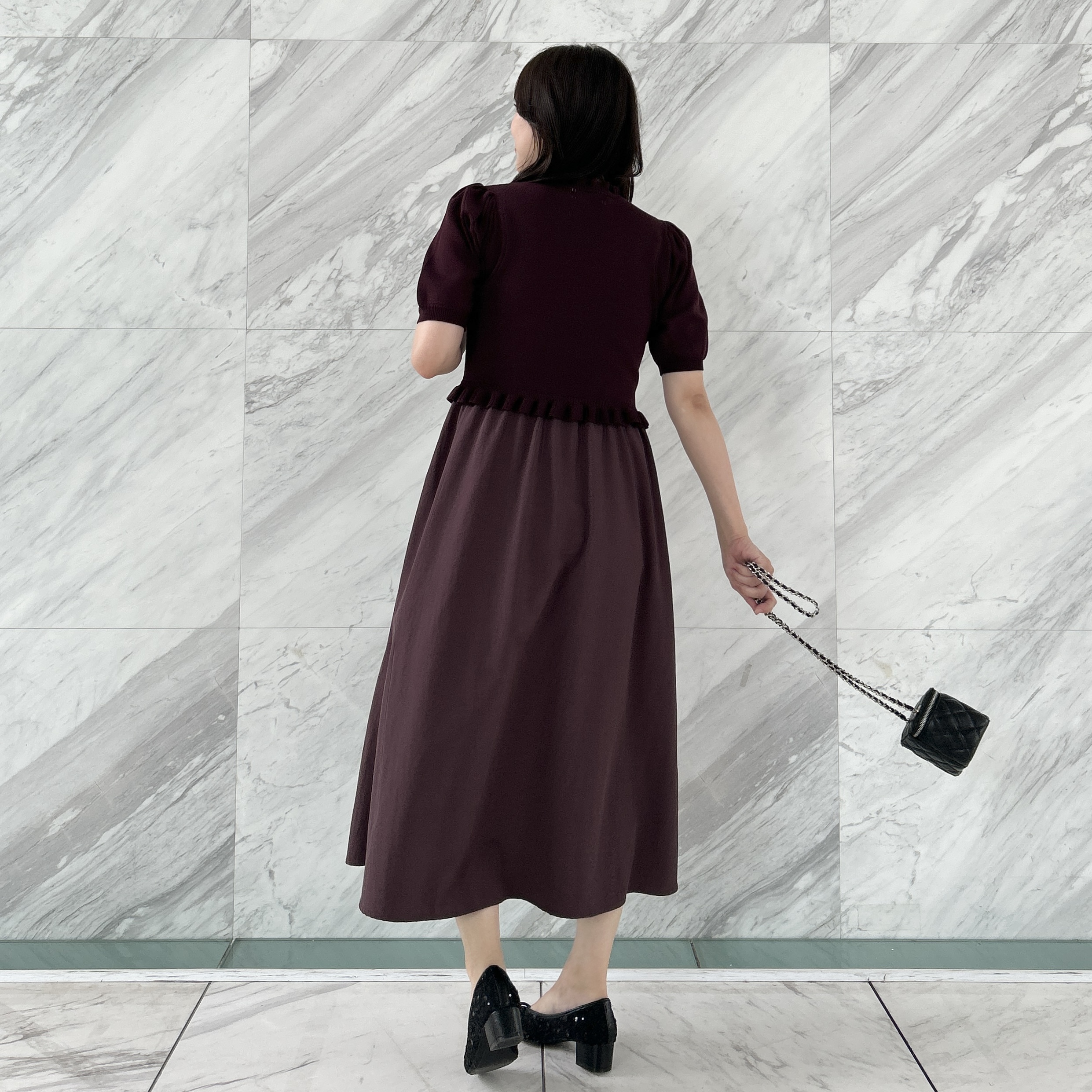 shinoさんの「Couture brooch｜【ほんのり甘い】フリルニット ドッキングワンピース【洗濯機可】」を使ったコーディネート