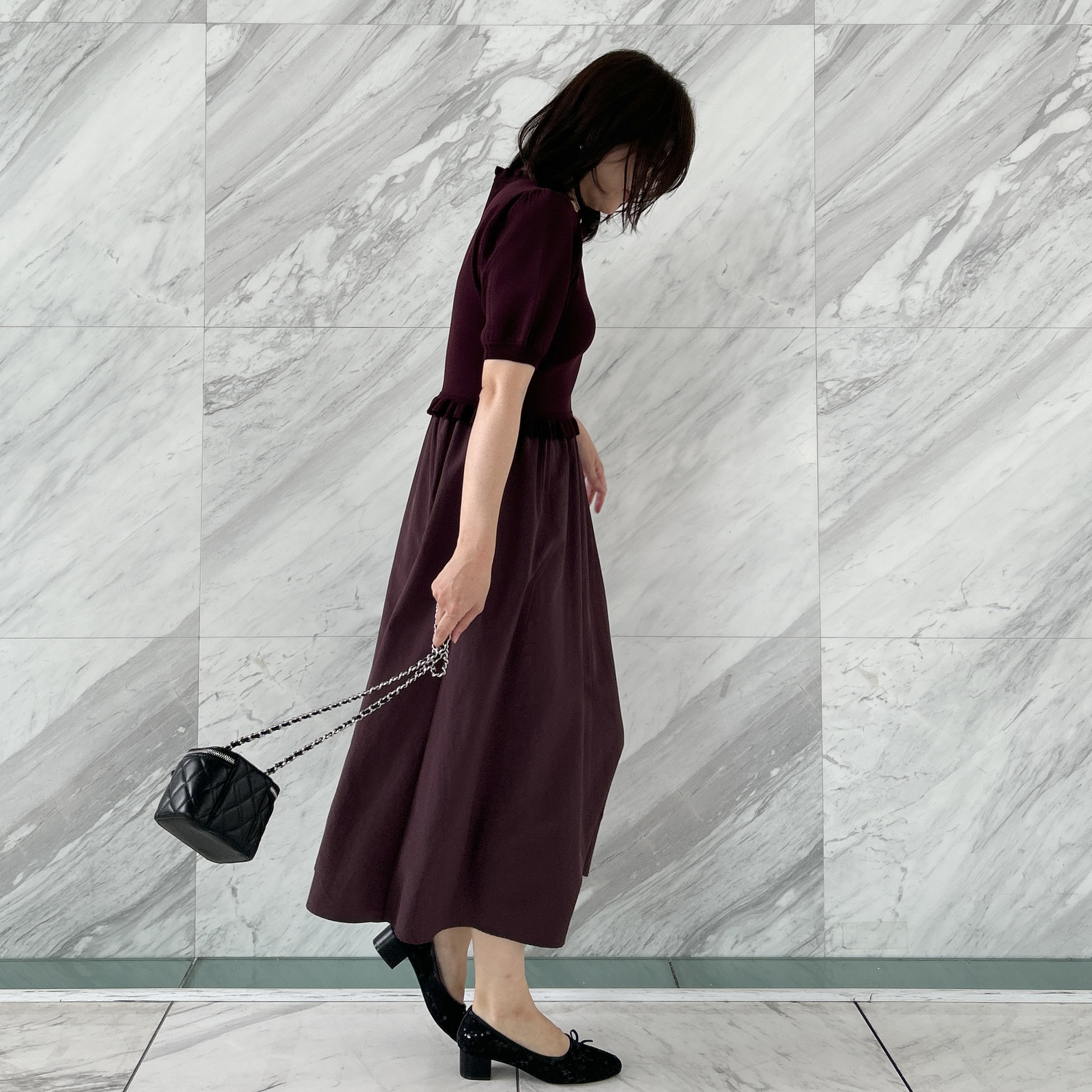 shinoさんの「Couture brooch｜【ほんのり甘い】フリルニット ドッキングワンピース【洗濯機可】」を使ったコーディネート