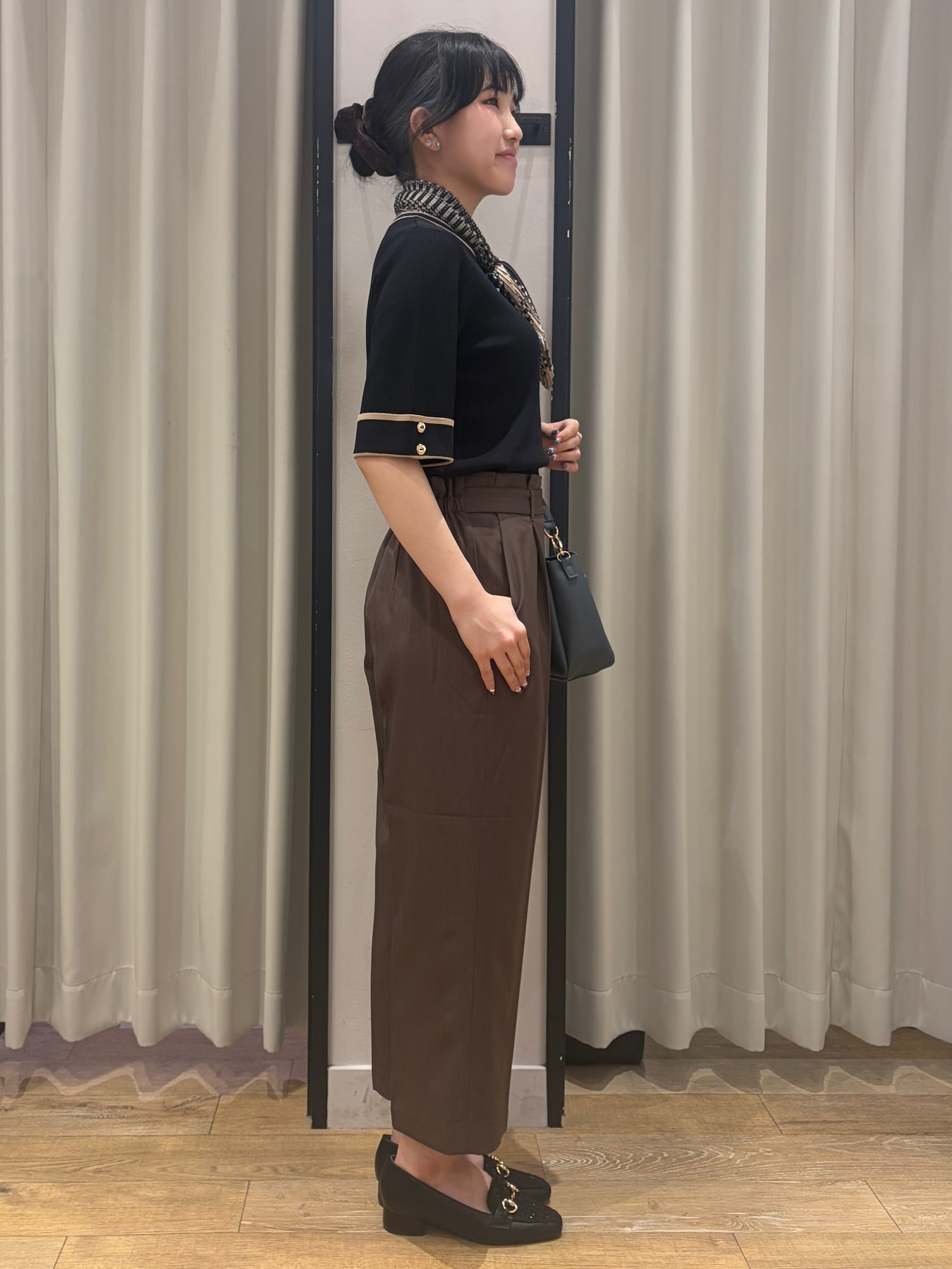 RUKAさんの「grove｜新色追加！【シリーズ累計36万枚/名品ニット】やわらかドライタッチ 袖メッシュ編みニット」を使ったコーディネート
