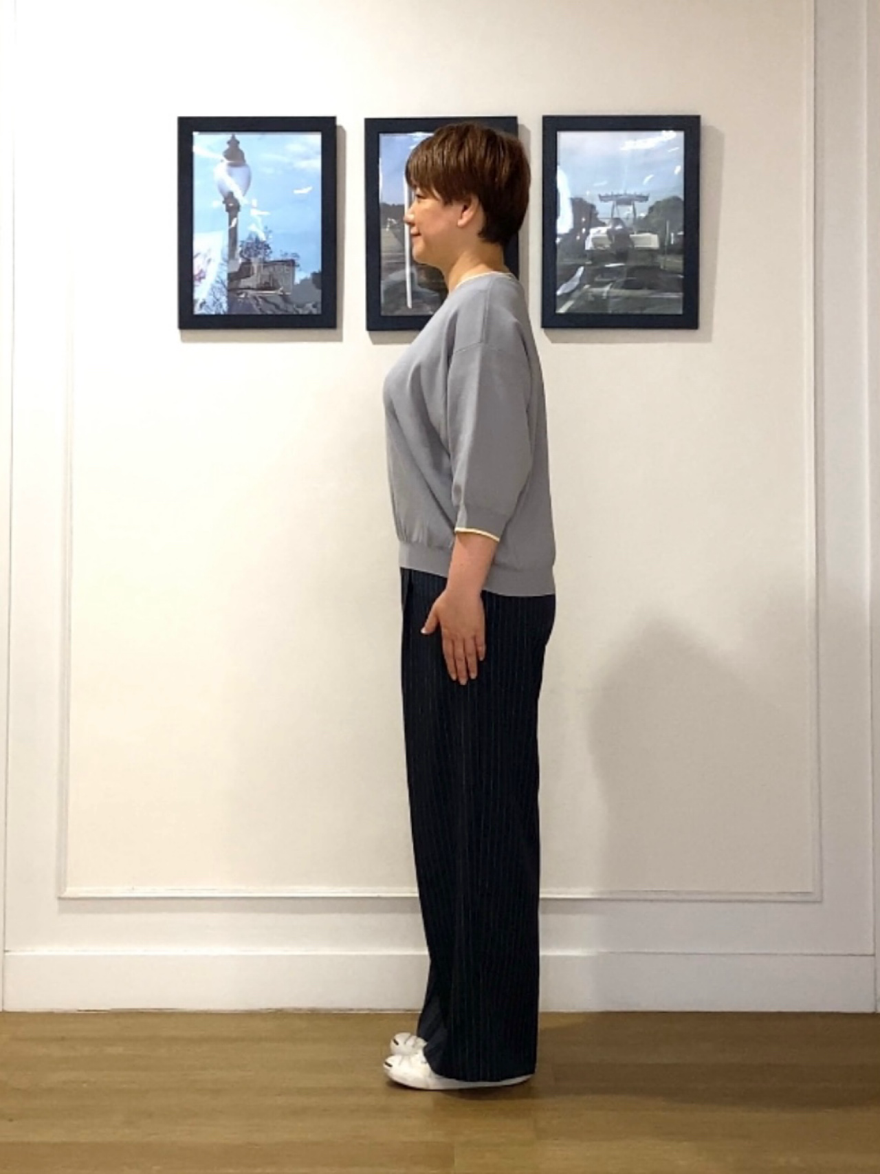 Hiroさんの「Dessin｜【UVカット/洗濯機OK】6分袖配色ニット」を使ったコーディネート
