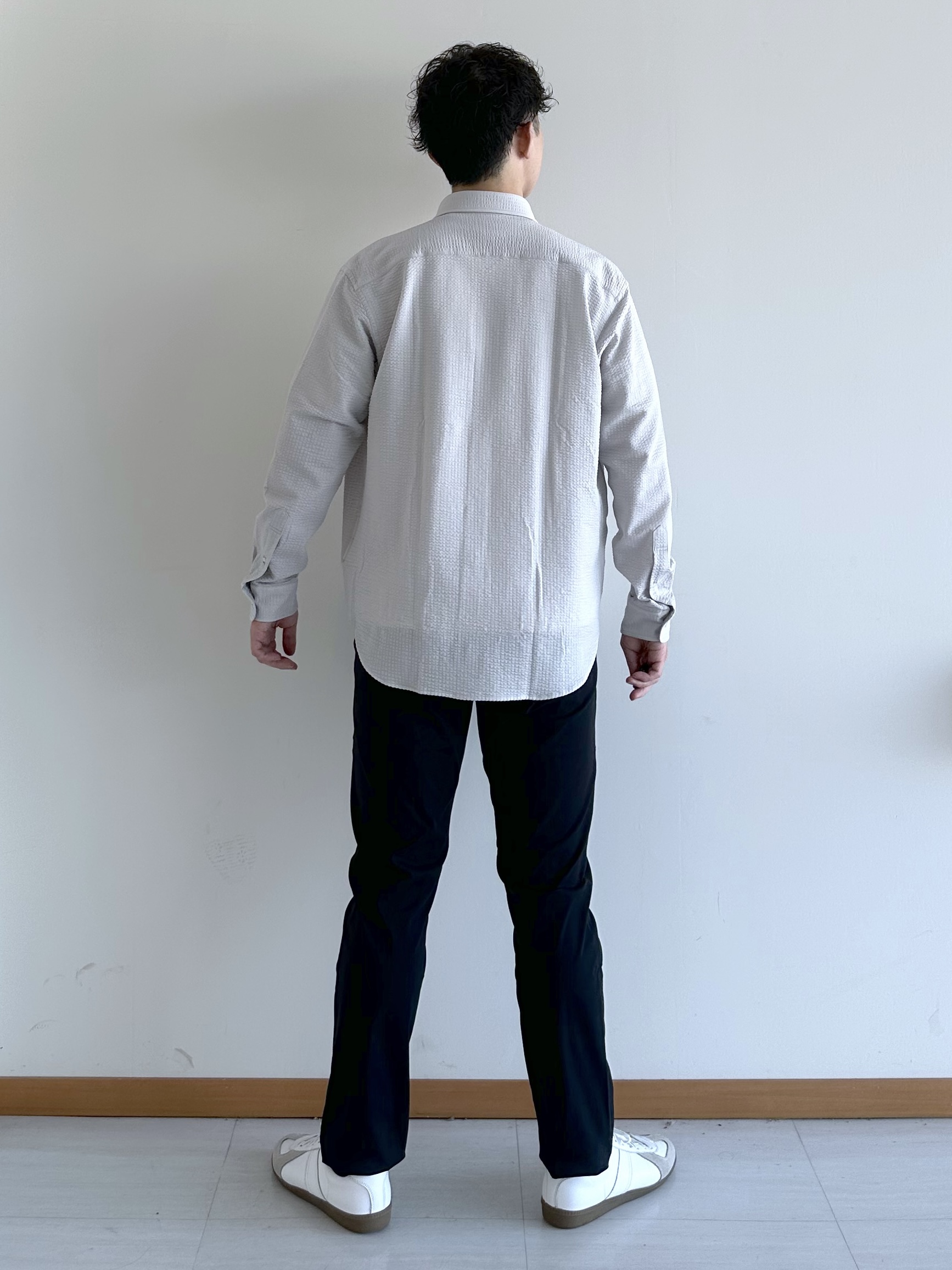 イッシーさんの「TAKEO KIKUCHI｜【抗菌防臭/シーズンレス】シアサッカー ジャージシャツ」を使ったコーディネート