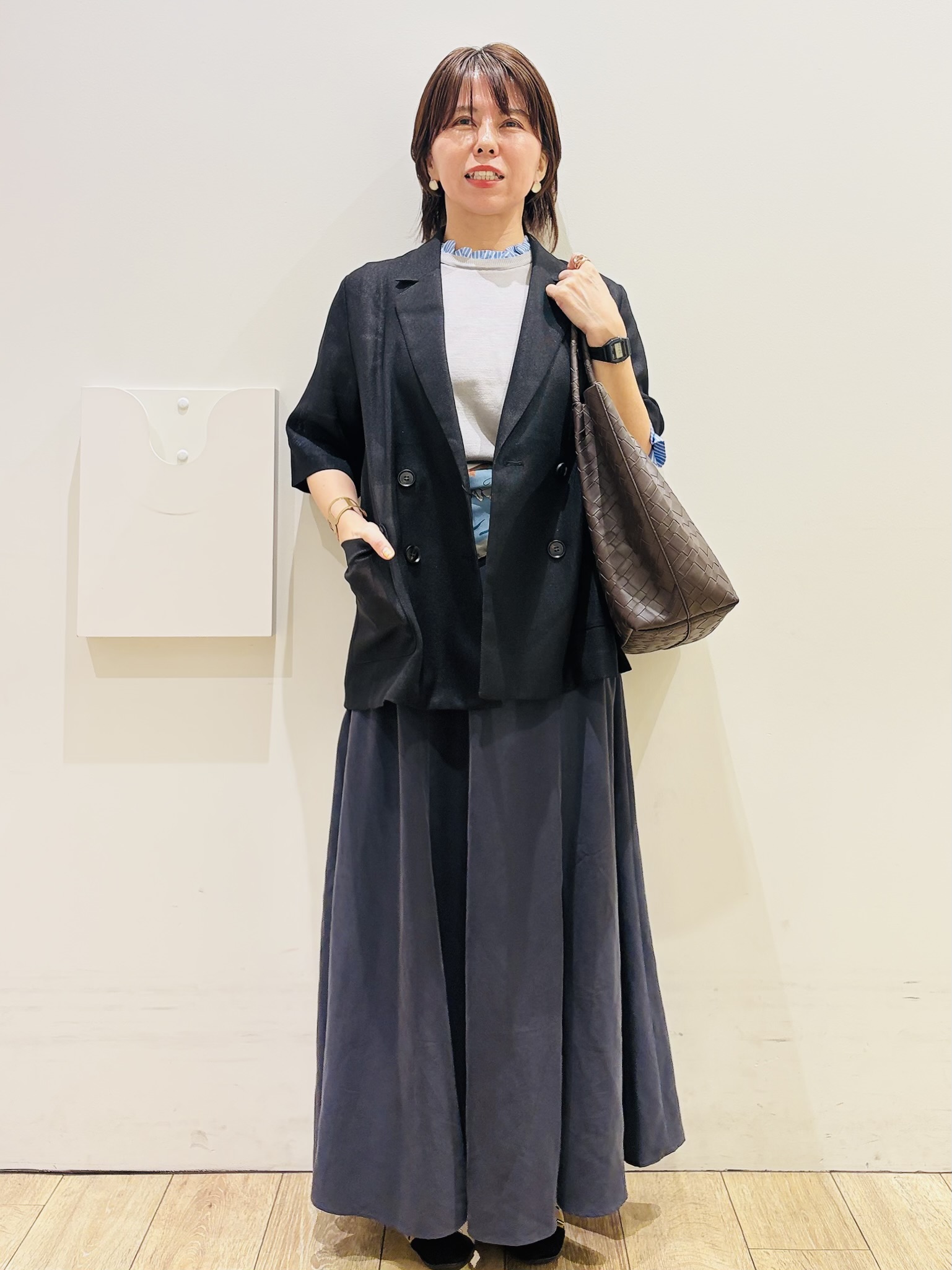 YUKOさんの「index｜メッシュテーラードジャケット／チェック柄アソート【洗濯機OK】」を使ったコーディネート