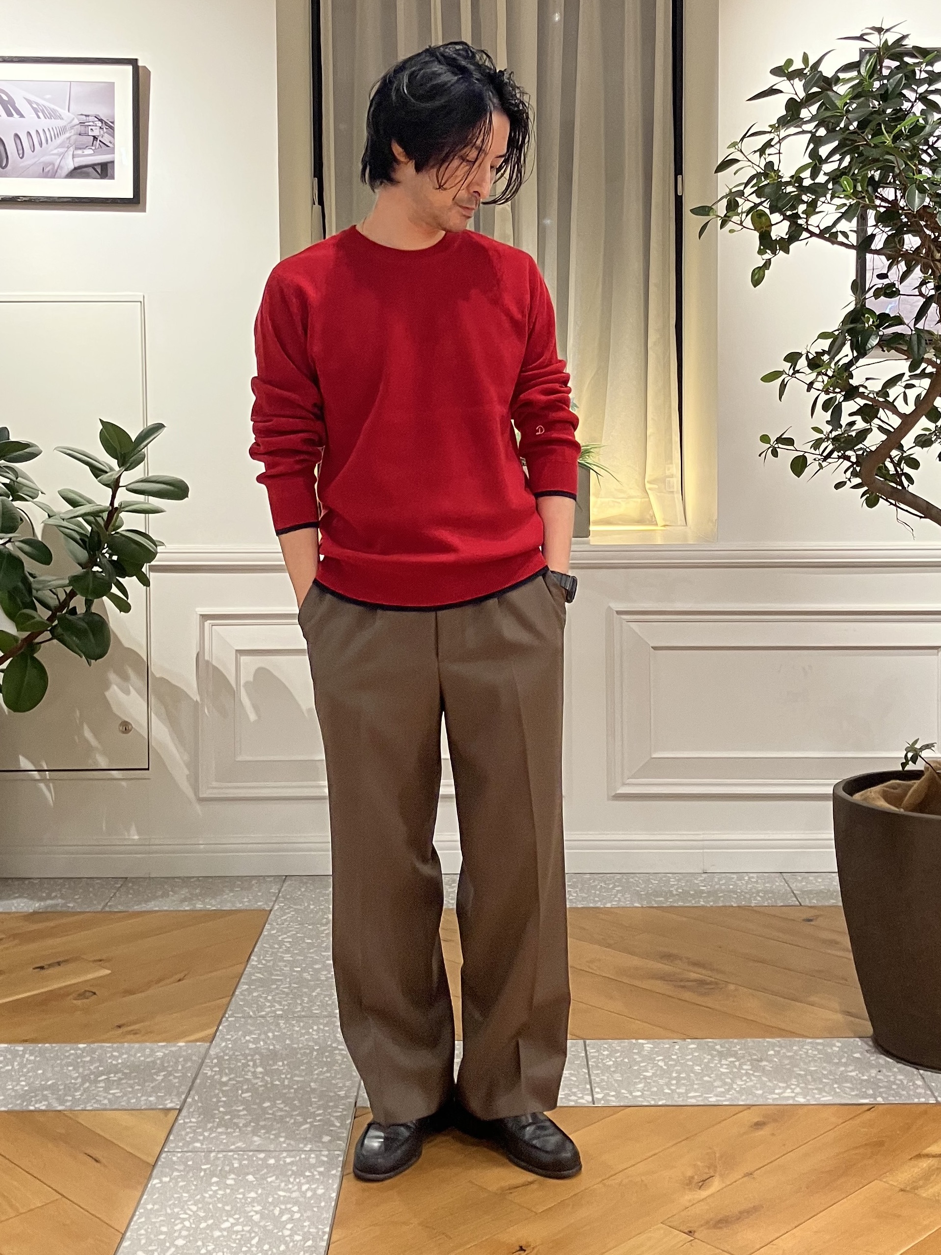 junyaさんの「DRESSTERIOR｜【6色展開/洗濯機可】コットンカシミヤ スムースニット」を使ったコーディネート