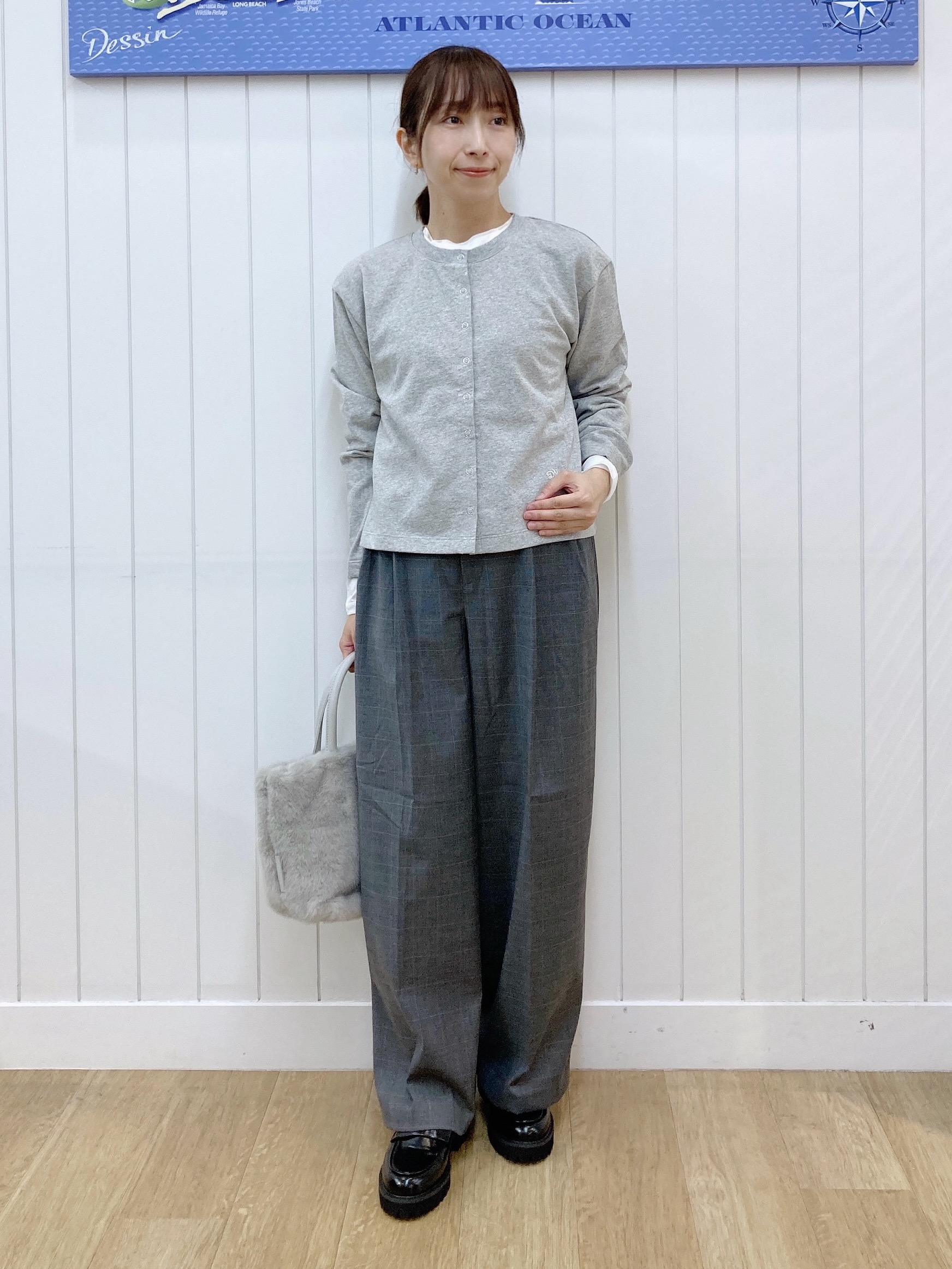 yoshiさんの「Dessin｜リングスナップミニ裏毛カーディガン」を使ったコーディネート